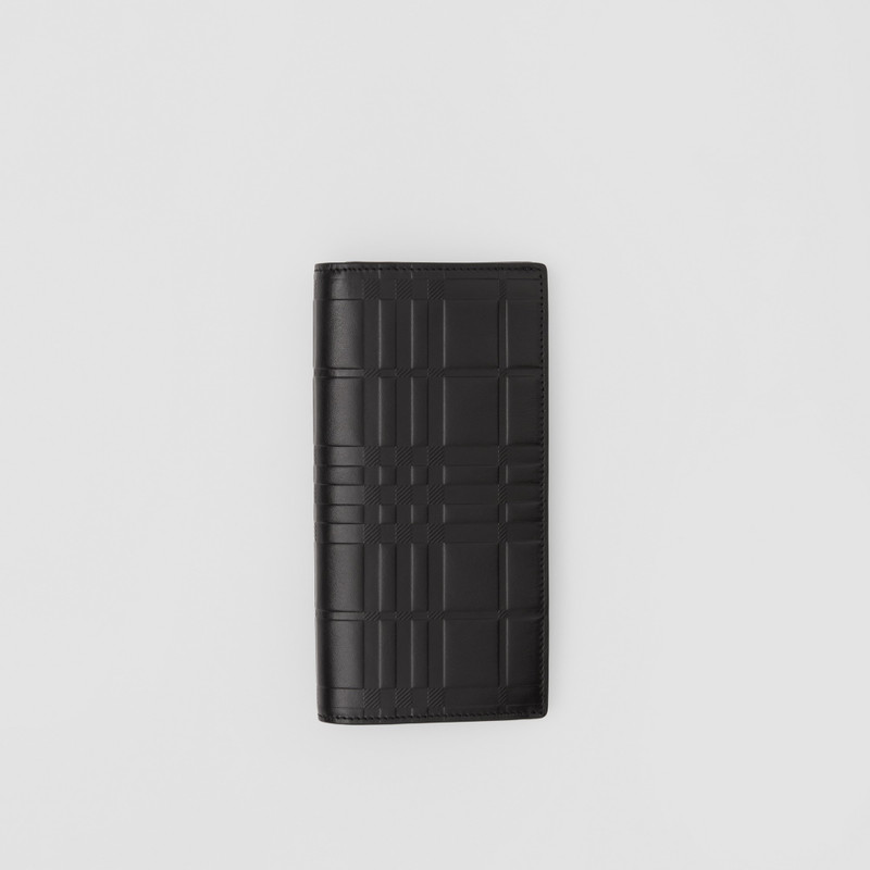 Embossed Check Leather Continental Wallet 1