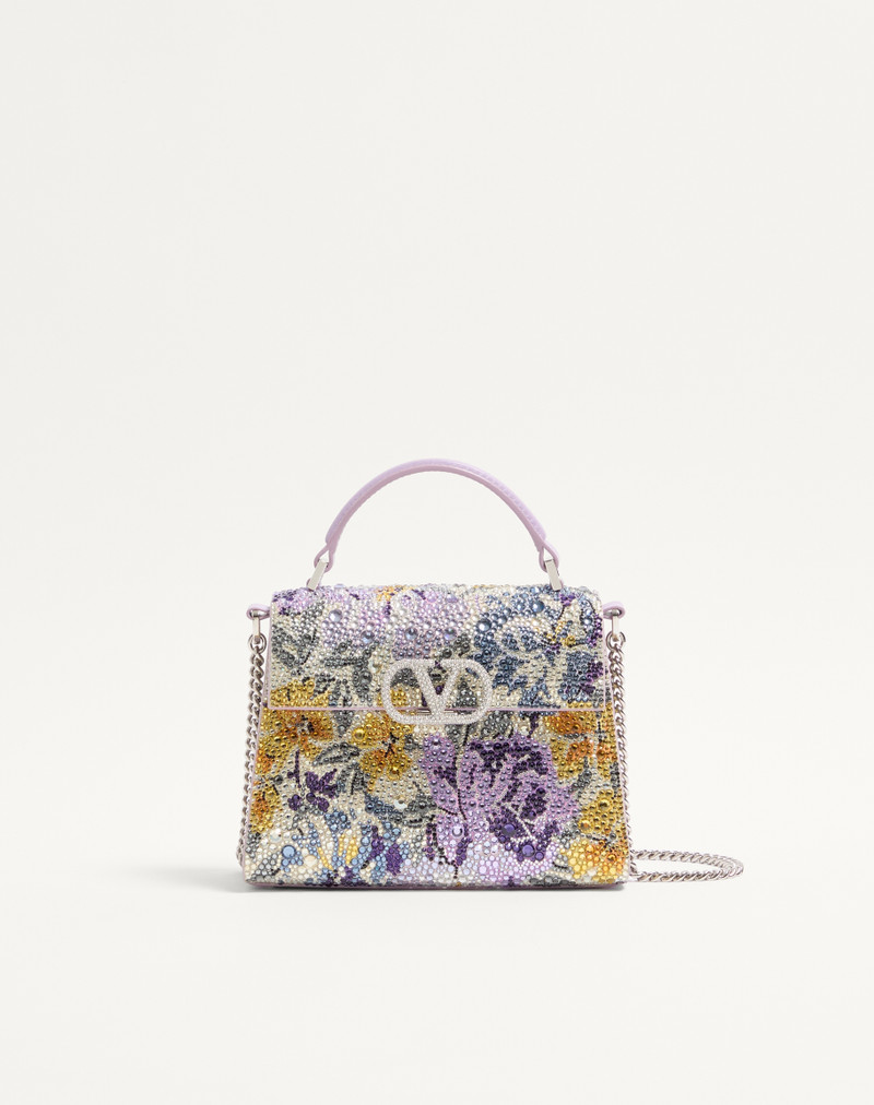 VALENTINO GARAVANI VSLING MINI HANDBAG WITH FLOWERISM RHINESTONE MOTIF AND JEWEL LOGO 1