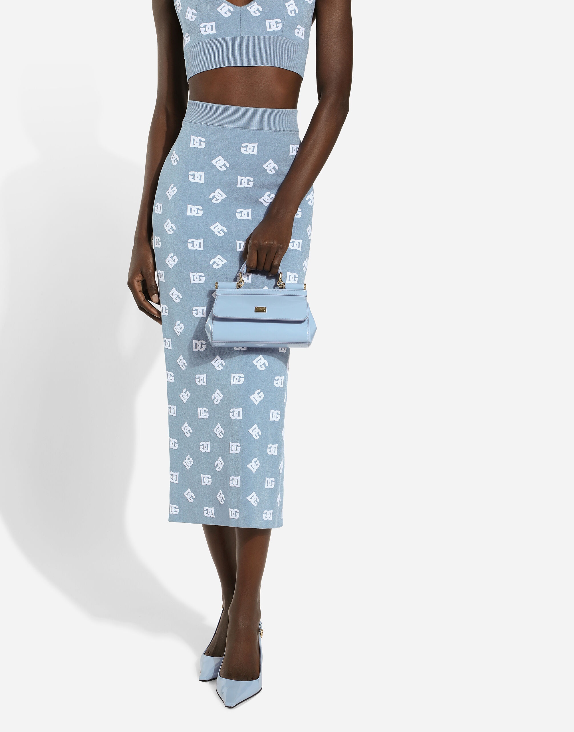 Viscose pencil skirt with jacquard DG logo - 4