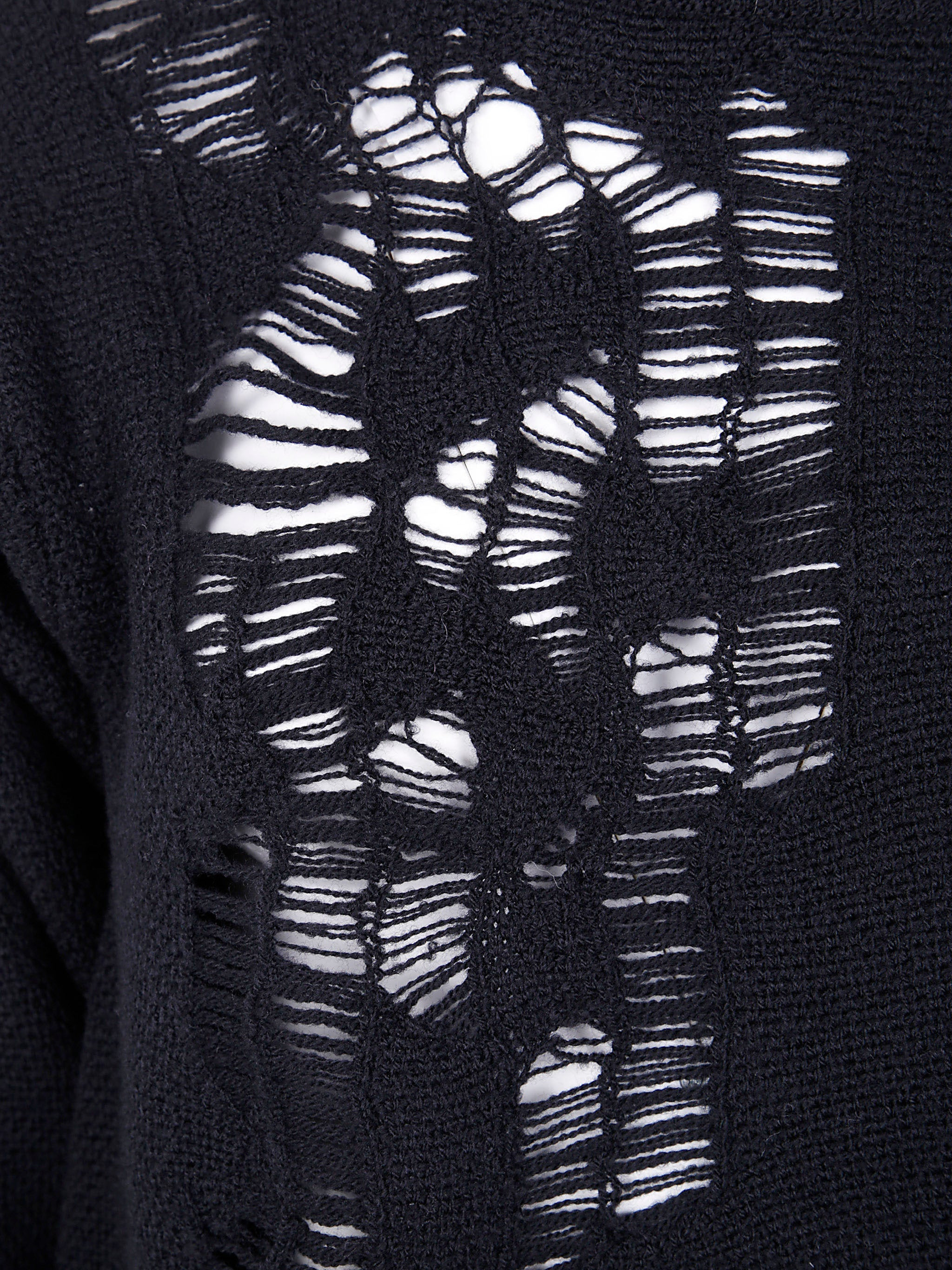 Ann Demeulemeester Women "Gabriela" Destroyed Seed Stitch Crew Neck Sweater With Drawstrings - 3