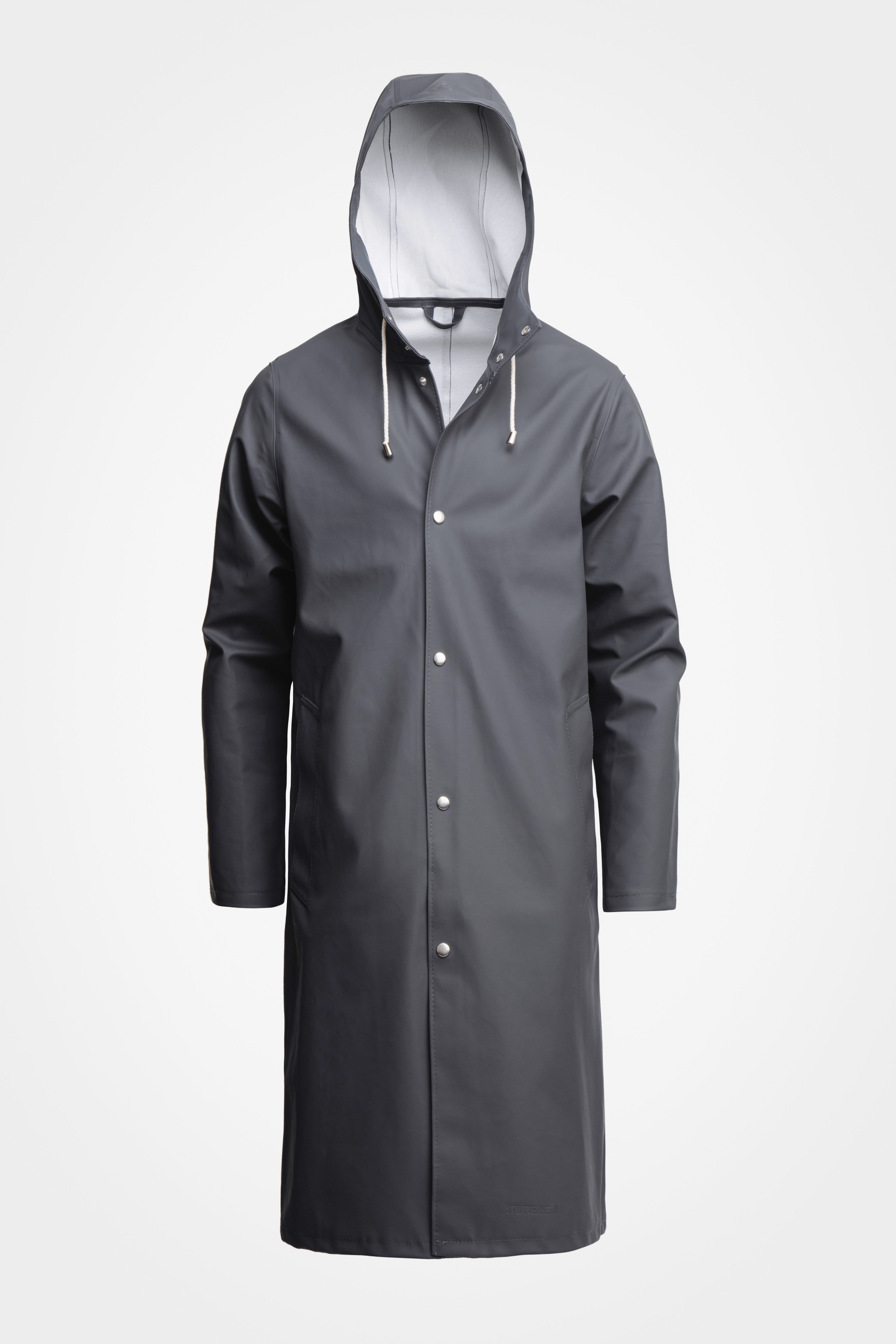 Stockholm Long Print Raincoat Charcoal - 1