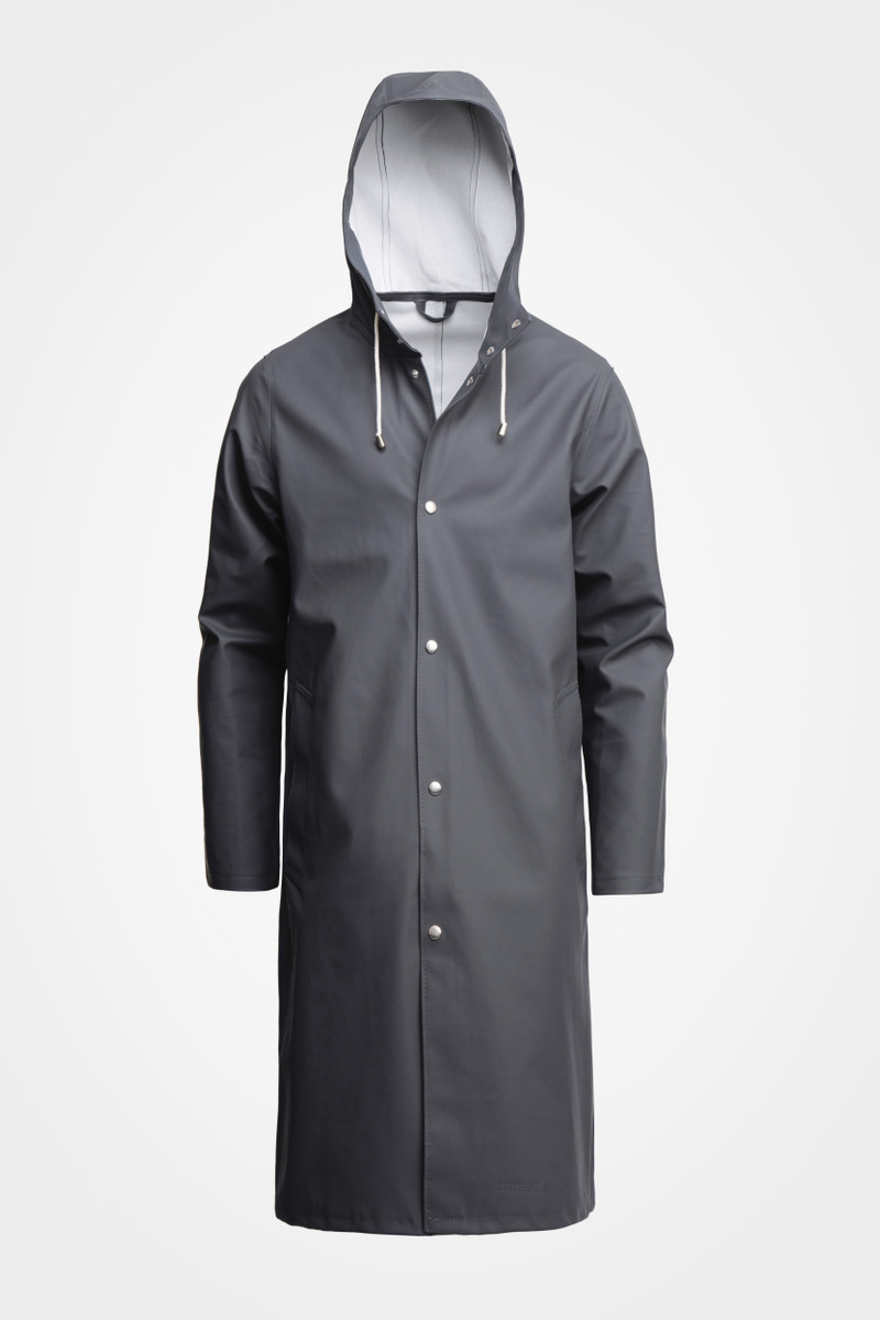 Stockholm Long Print Raincoat Charcoal 1