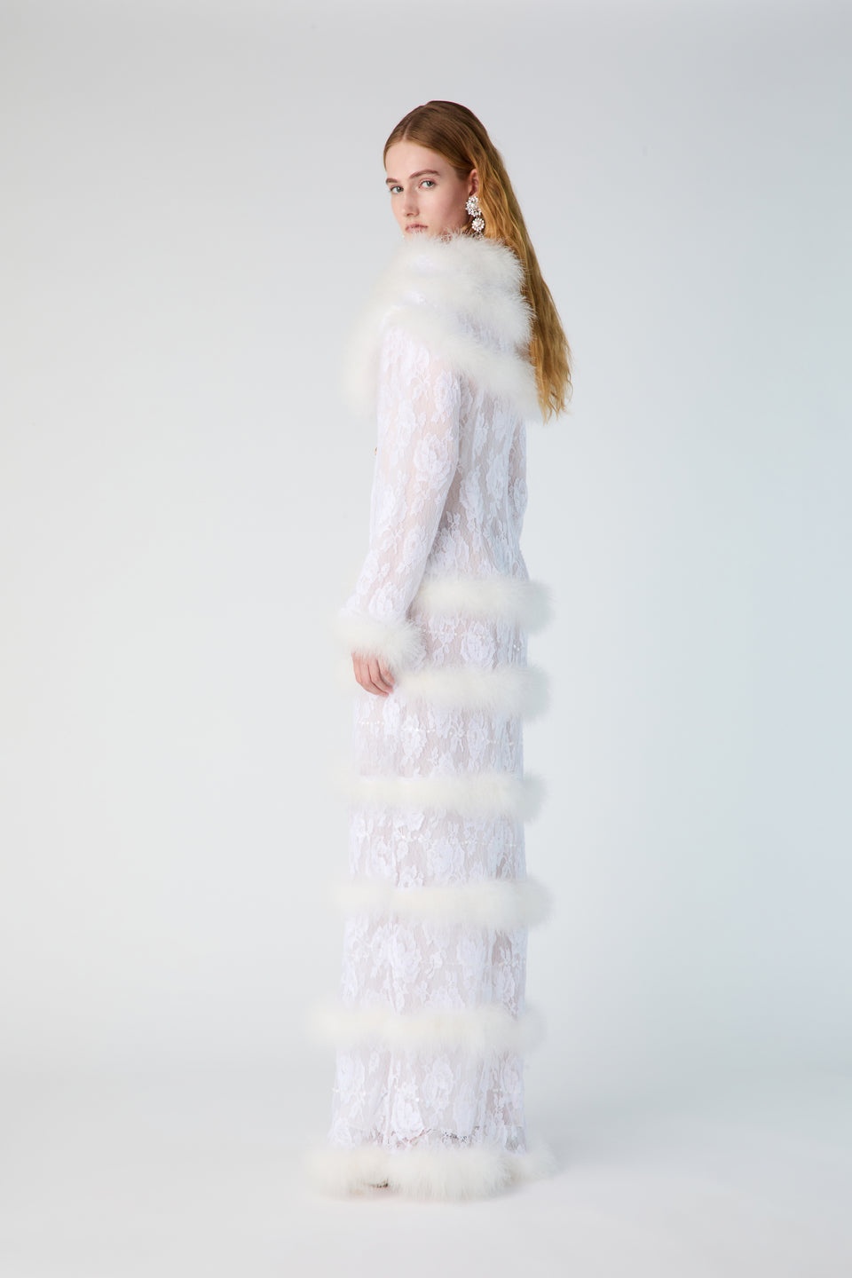 LACE COAT WITH FEATHERS - 5
