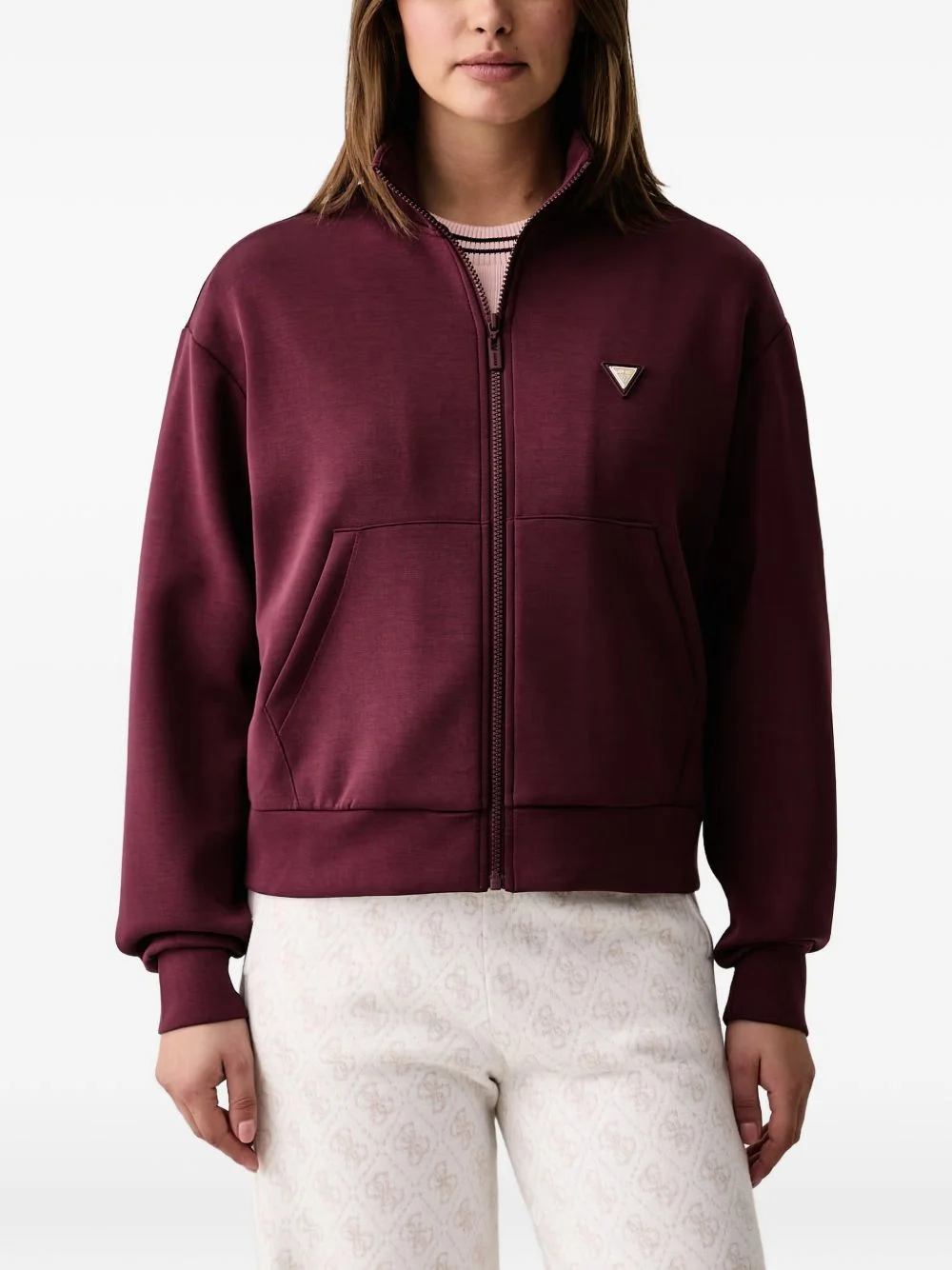 logo-plaque zip-up hoodie - 1