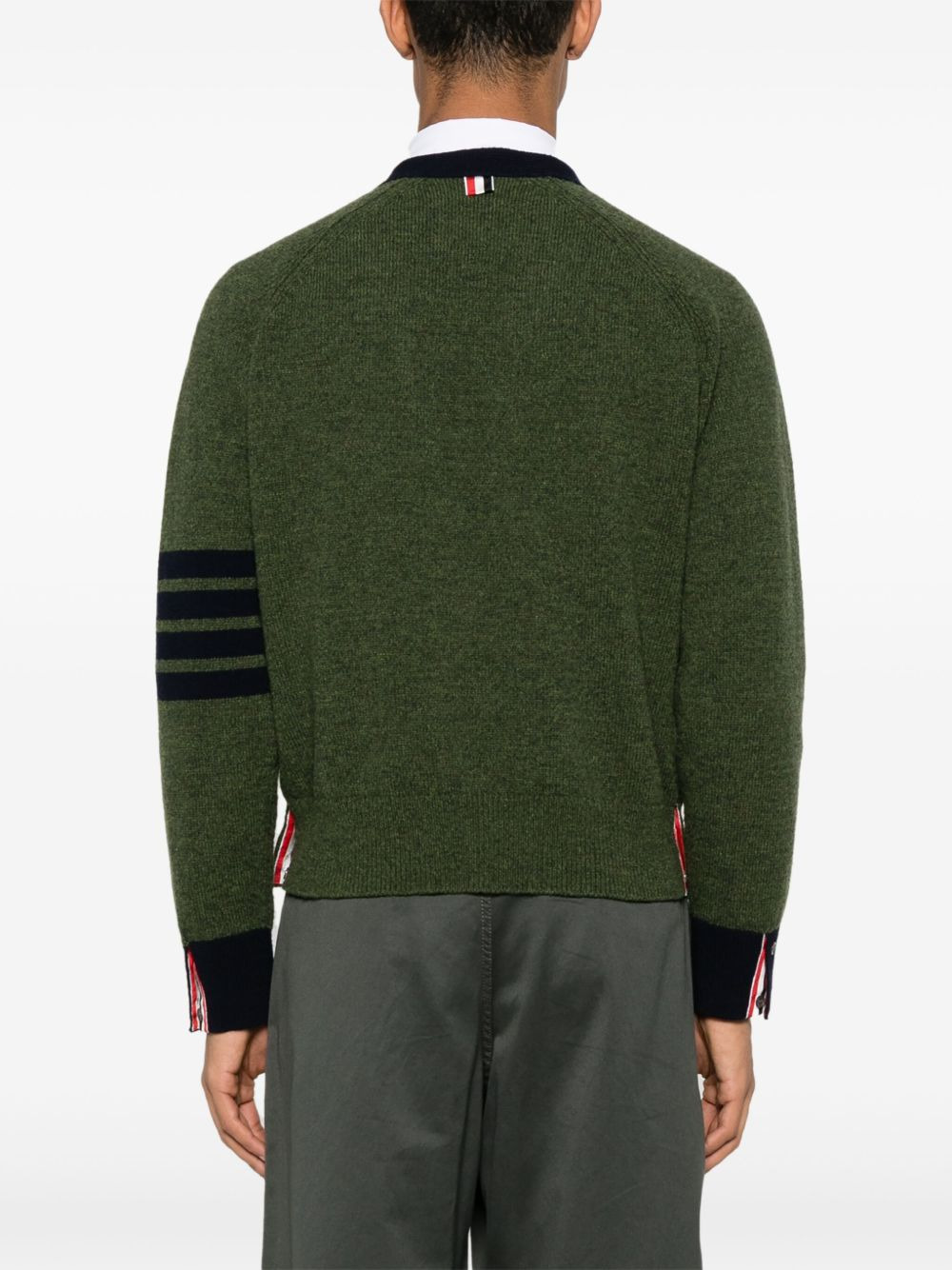 4 Bar Stripe shetland wool cardigan - 4