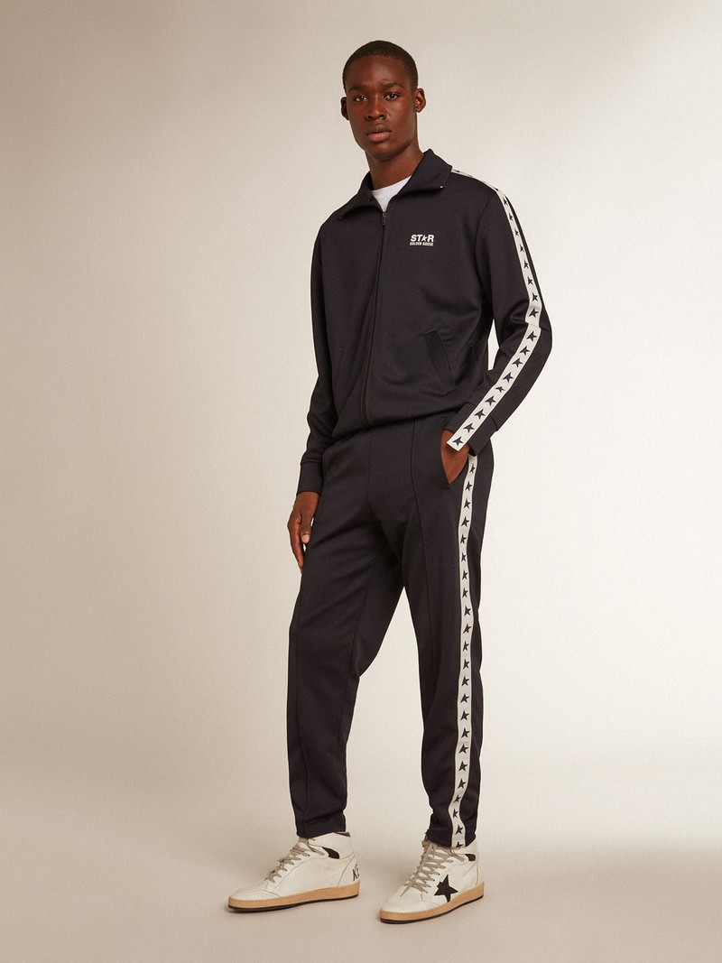 Golden Goose Dark blue joggers with contrasting strip and stars outlook