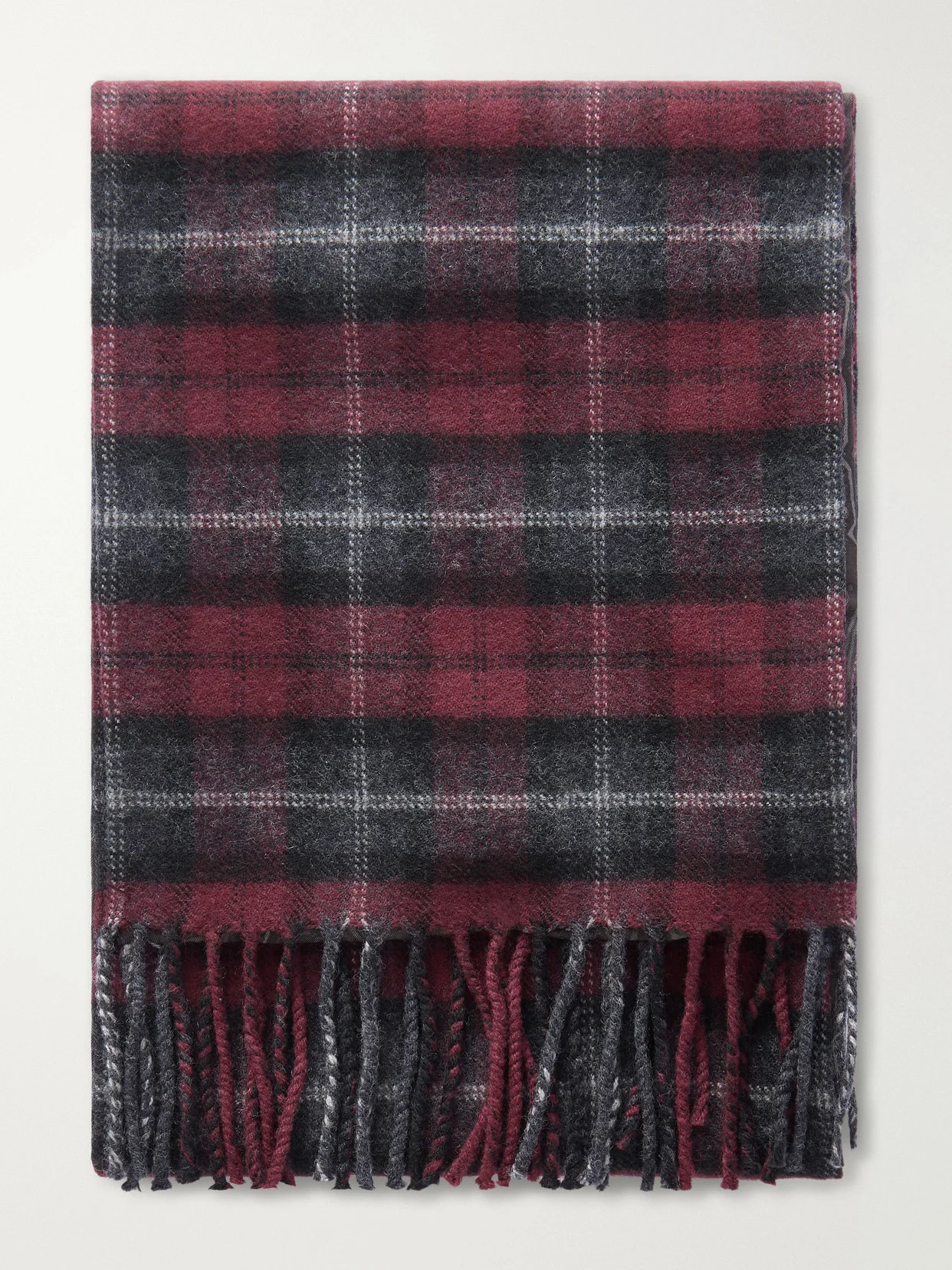 Fringed Checked Wool Scarf - 1