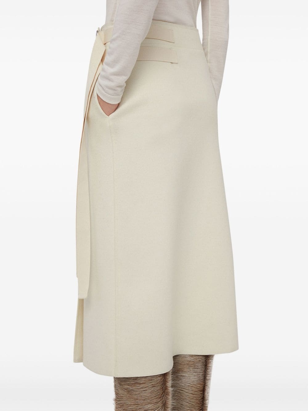 wrap-design wool midi skirt - 5