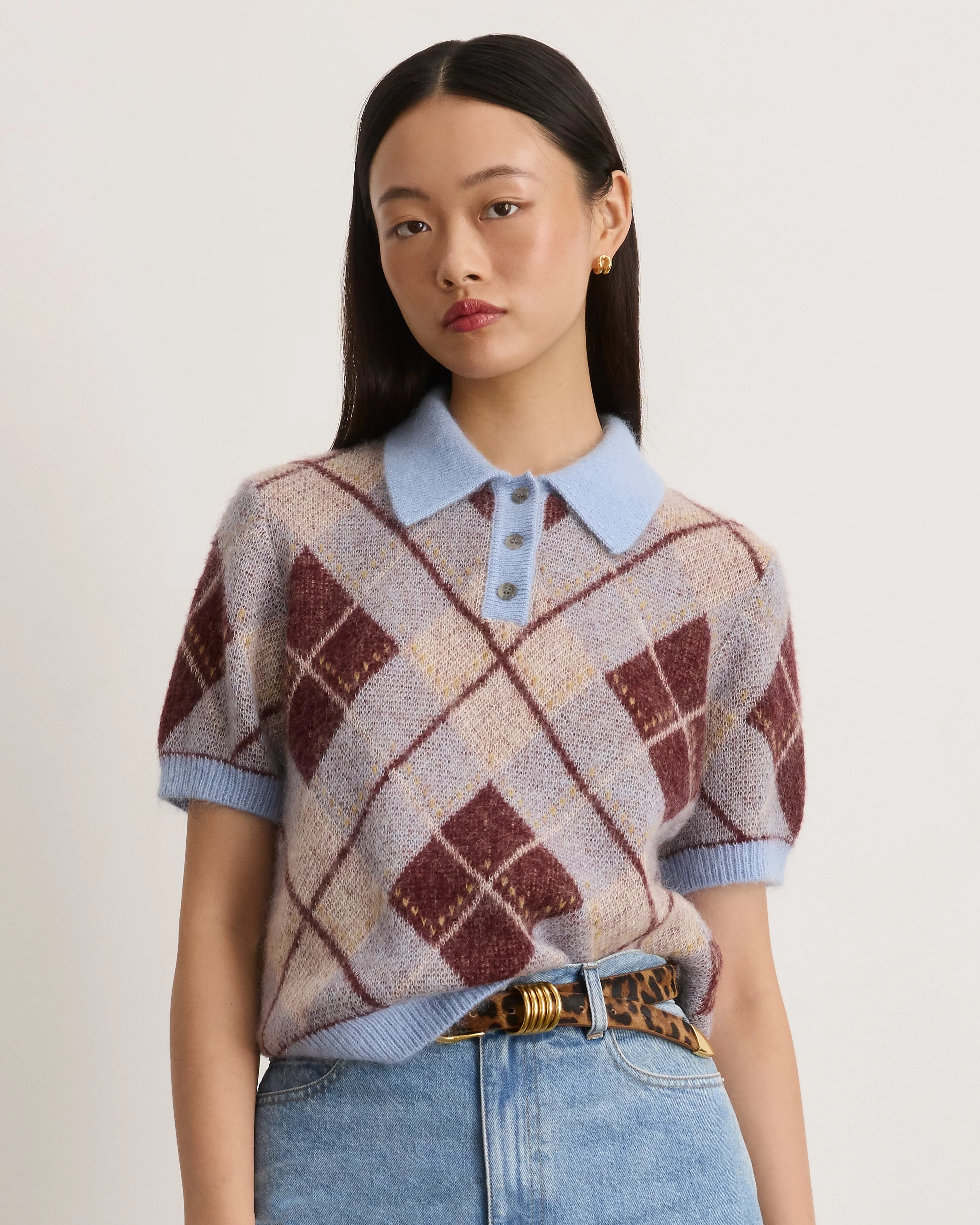ARGYLE CAMILLA KNIT TOP - 1
