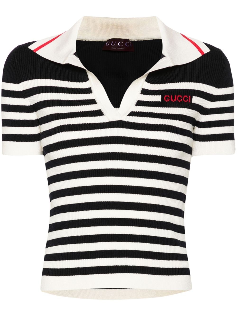 logo-intarsia knitted polo top - 1