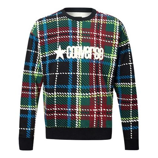 Men's Converse Plaid Pattern Logo Printing Round Neck Pullover 10019970-057 - 1