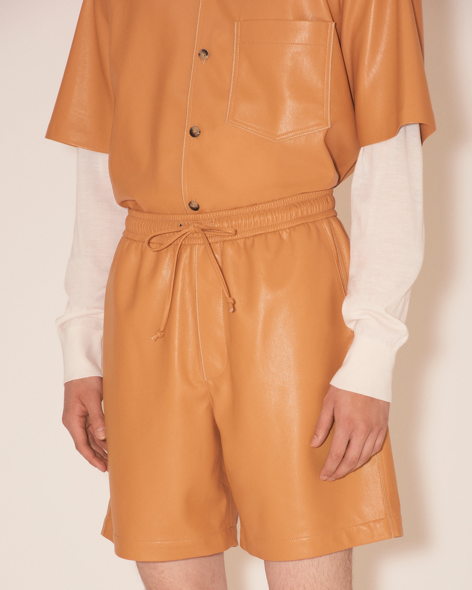 DOXXI - OKOBOR™ alt-leather shirt shorts - Tan - 5