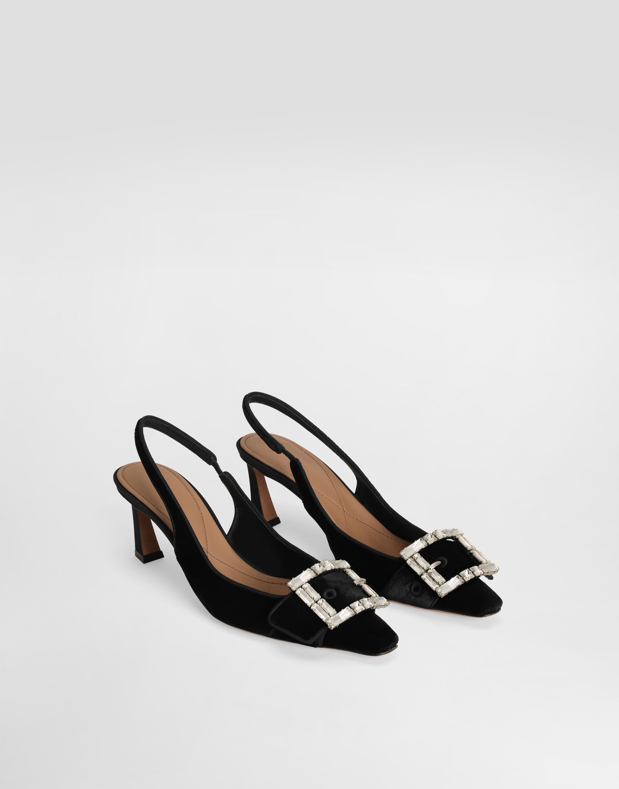 Velvet slingbacks with bejeweled buckle - 2