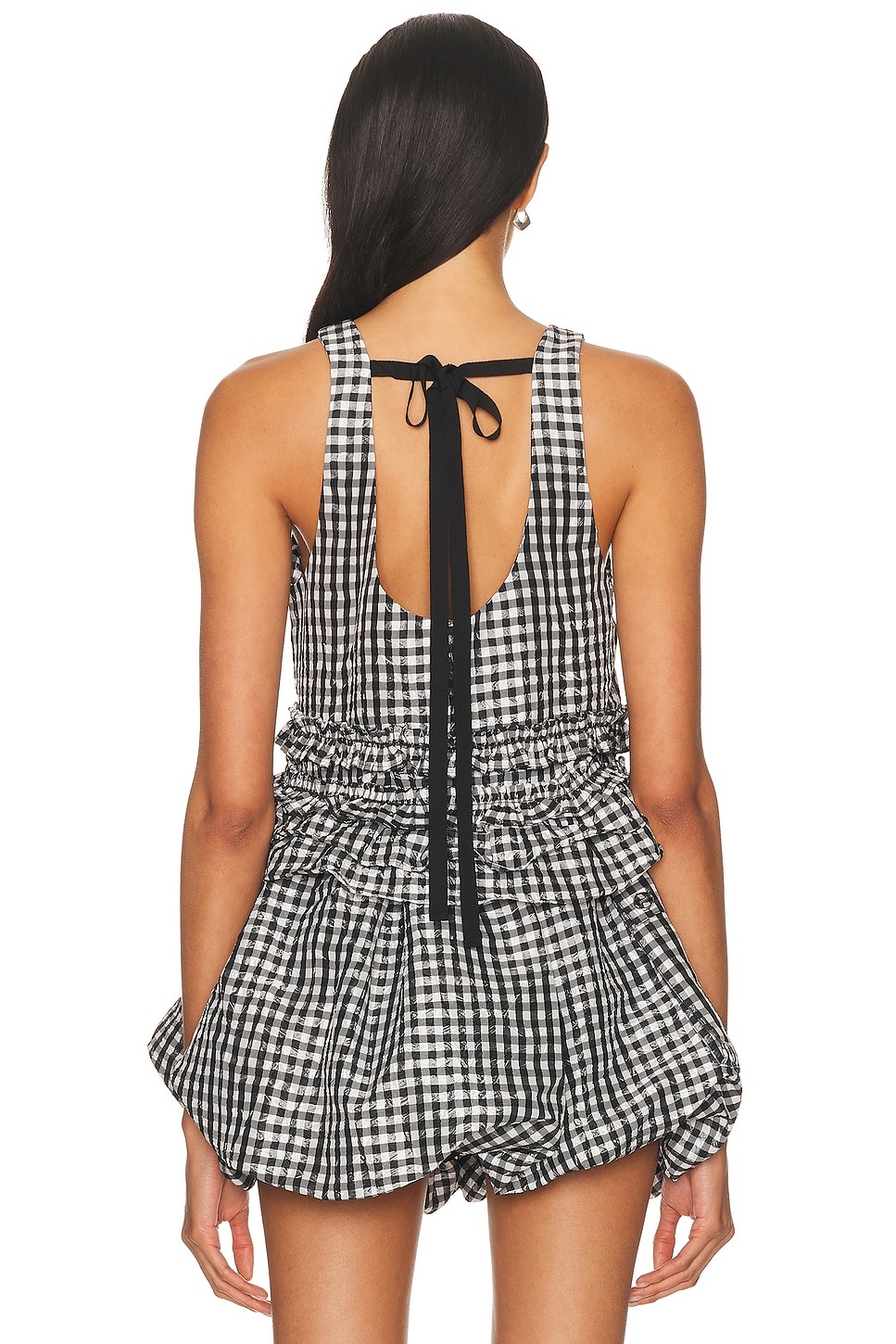 Check Open Back Frill Top - 3