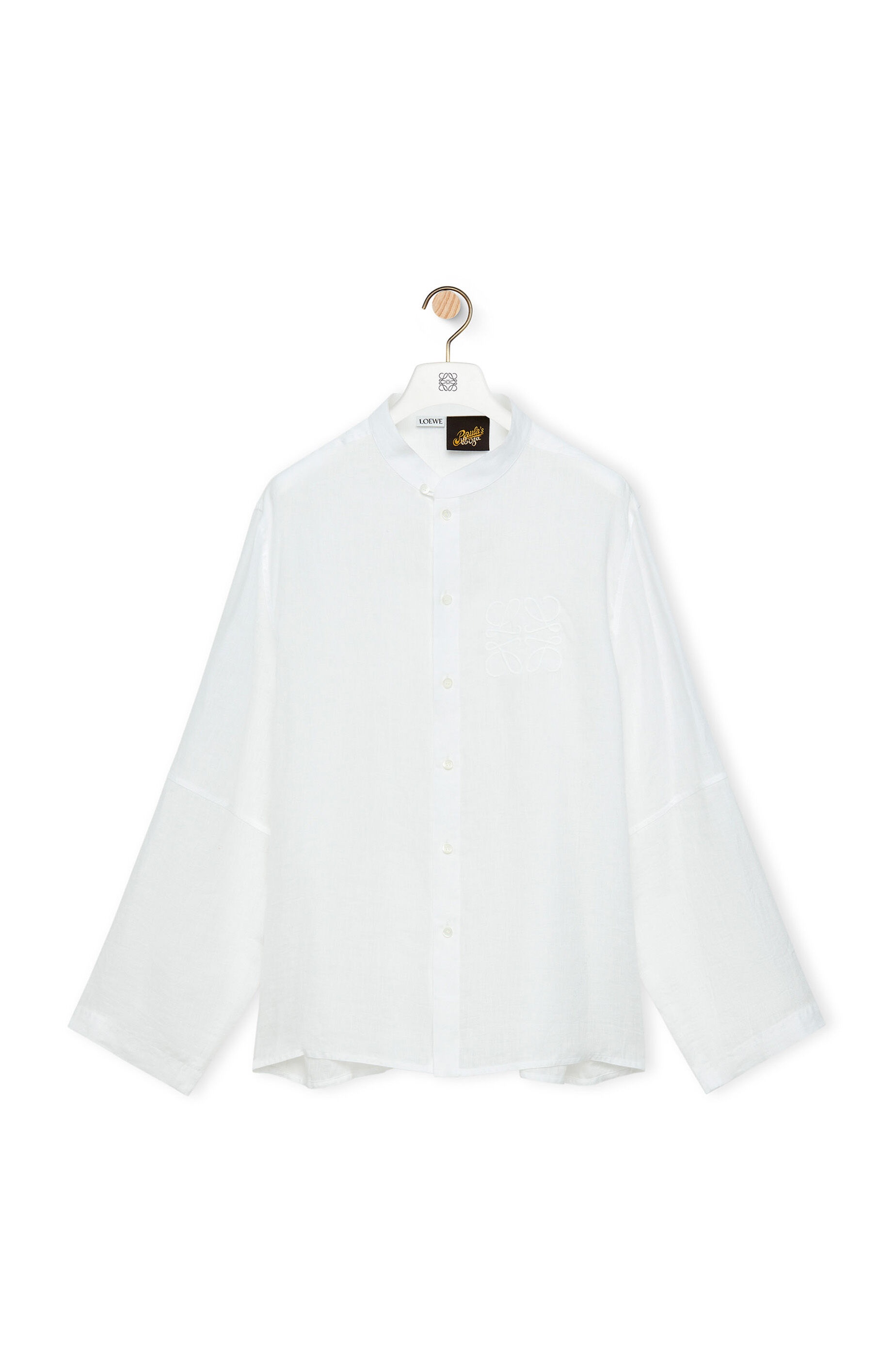 Band collar shirt in linen - 1