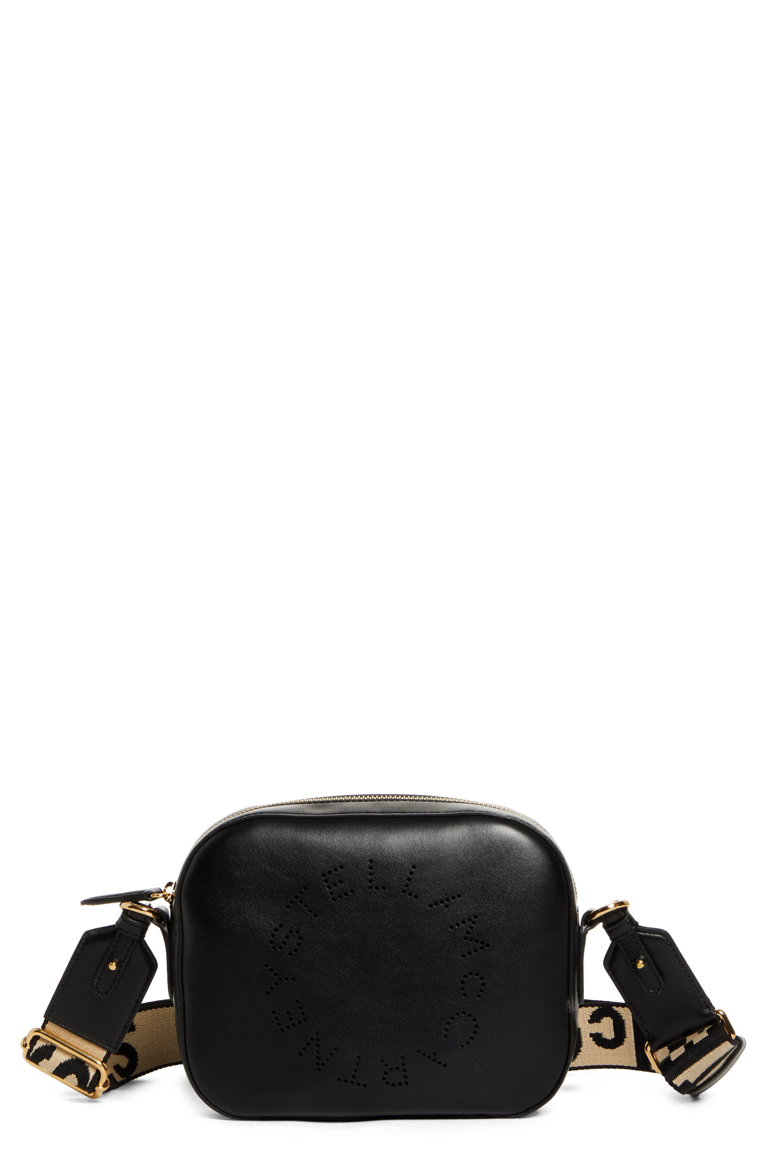 Stella McCartney Small Perforated Logo Faux Leather Camera Bag in Black at Nordstrom - 1