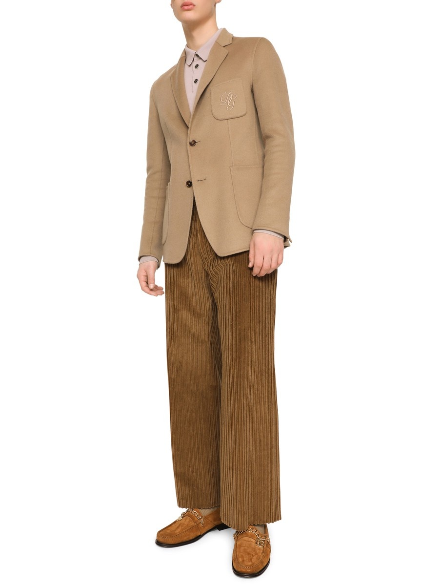 Deconstructed camel hair blazer with embroidery - 4