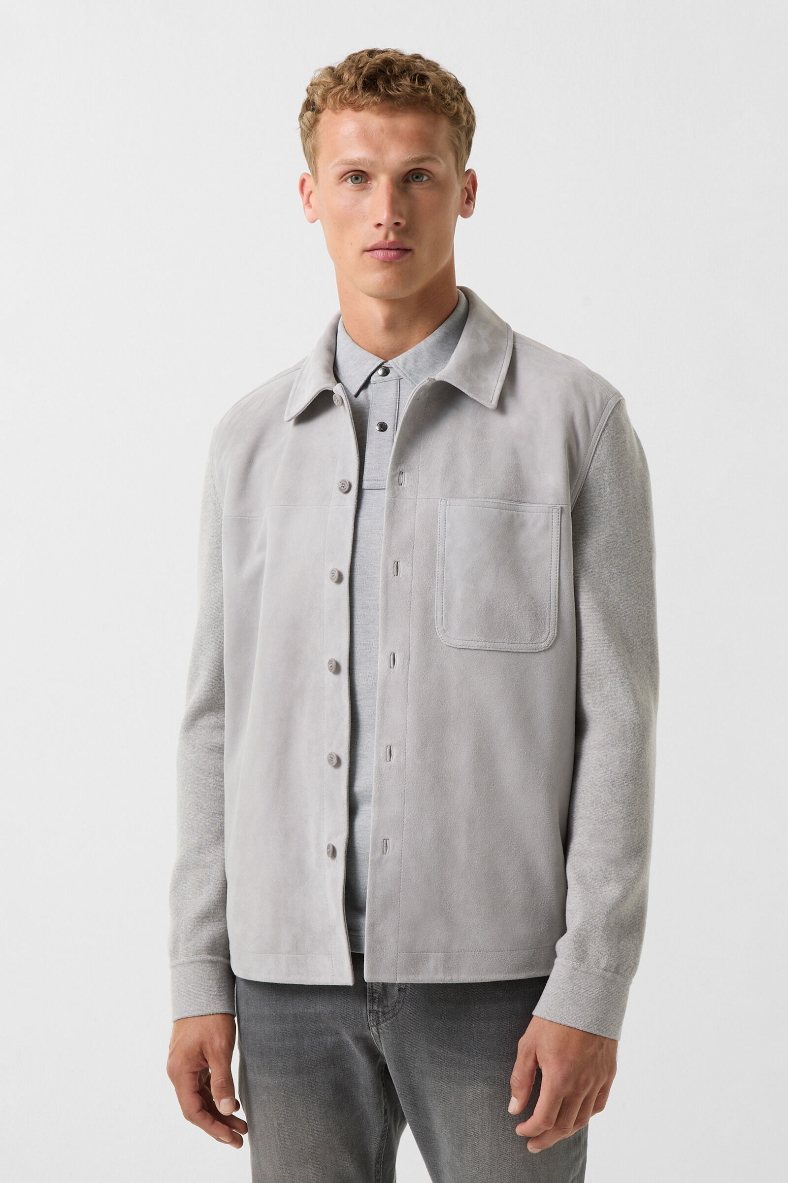 Henno suede knit overshirt in Light gray - 2