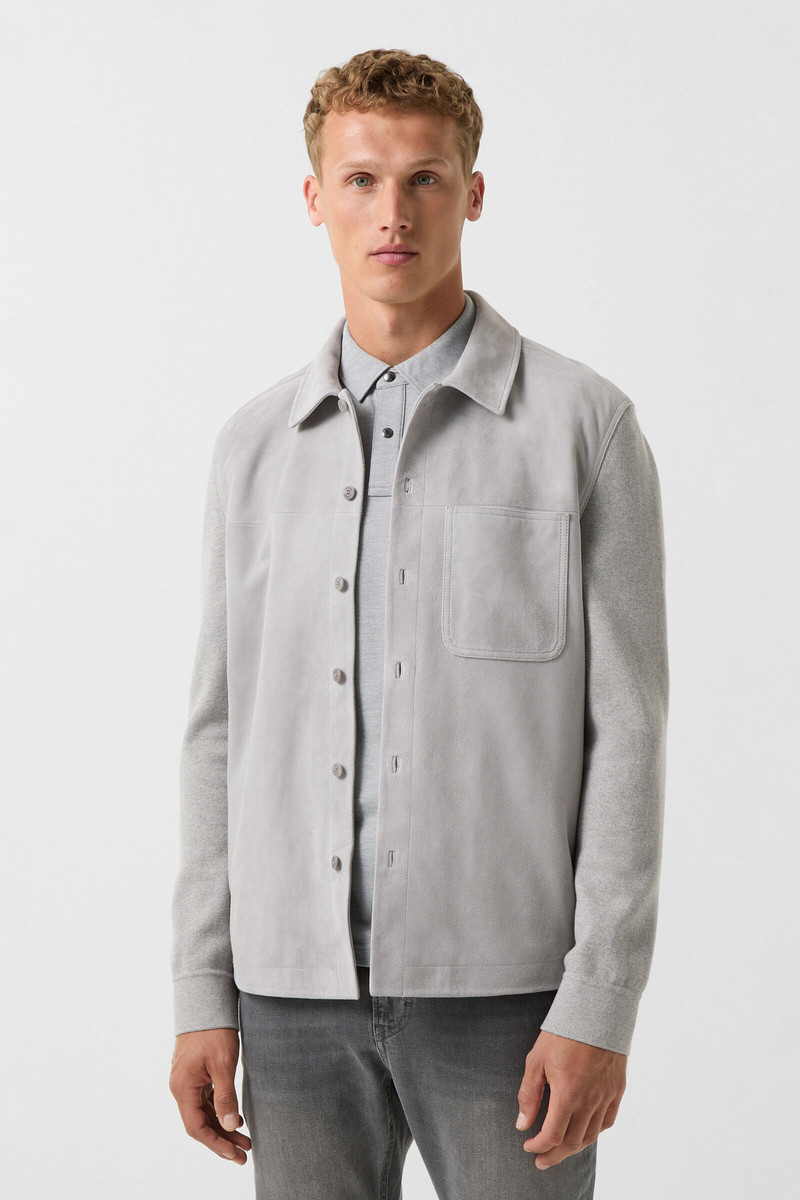 Henno suede knit overshirt in Light gray 2