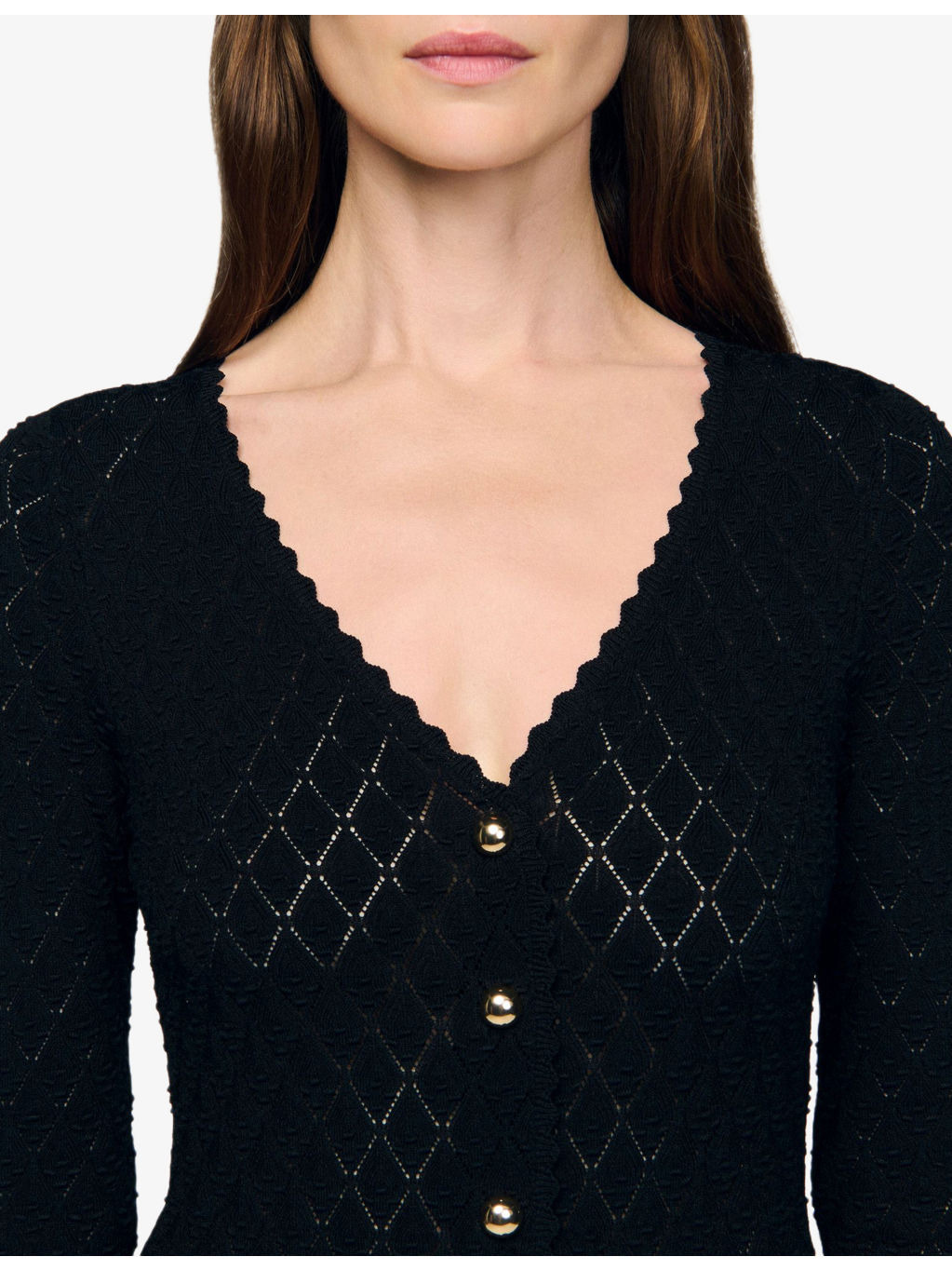 Long-Sleeve Flared Open-Knit Maxi Dress - 5