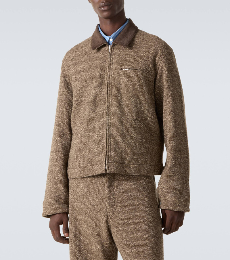 Corduroy-trimmed wool tweed blouson jacket 3
