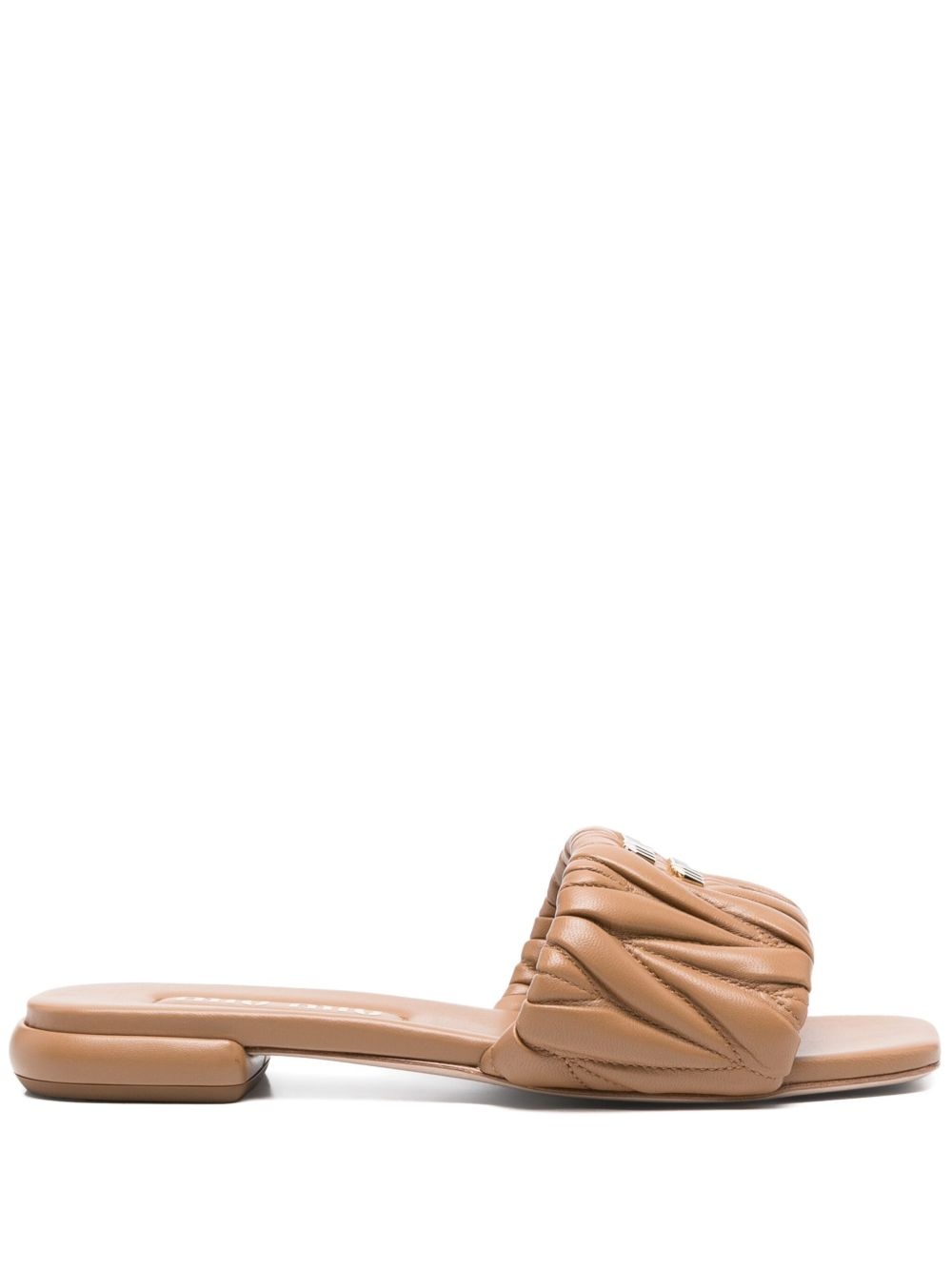 Miu Miu Women Matelassé Leather Flat Sandals - 1