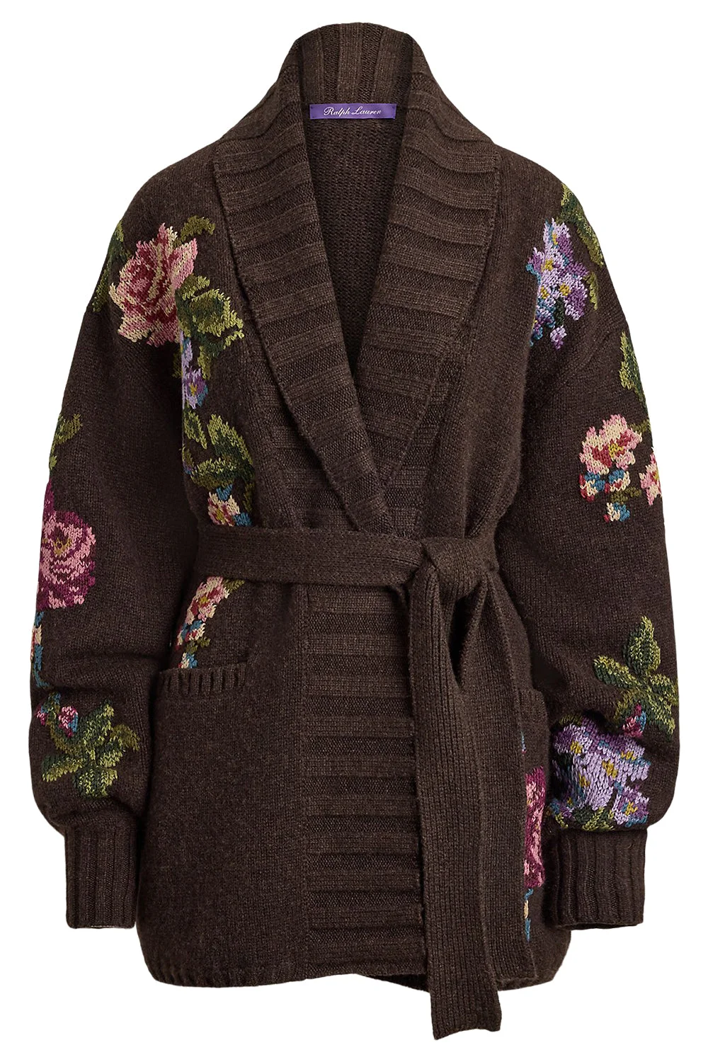 Floral Shawl Collar Cardigan - 1