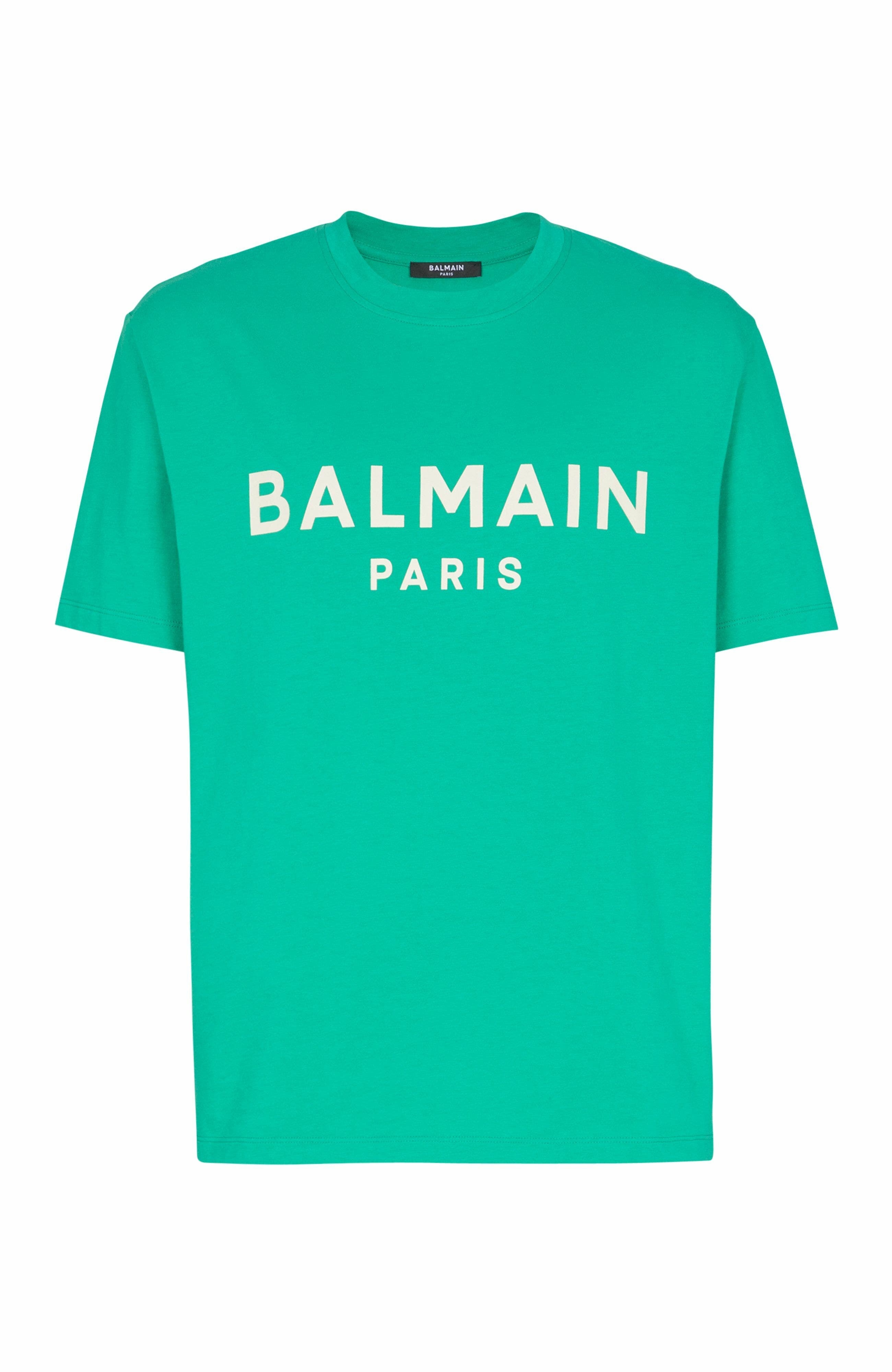 T-shirt with Balmain Paris print in Green at Nordstrom - 1