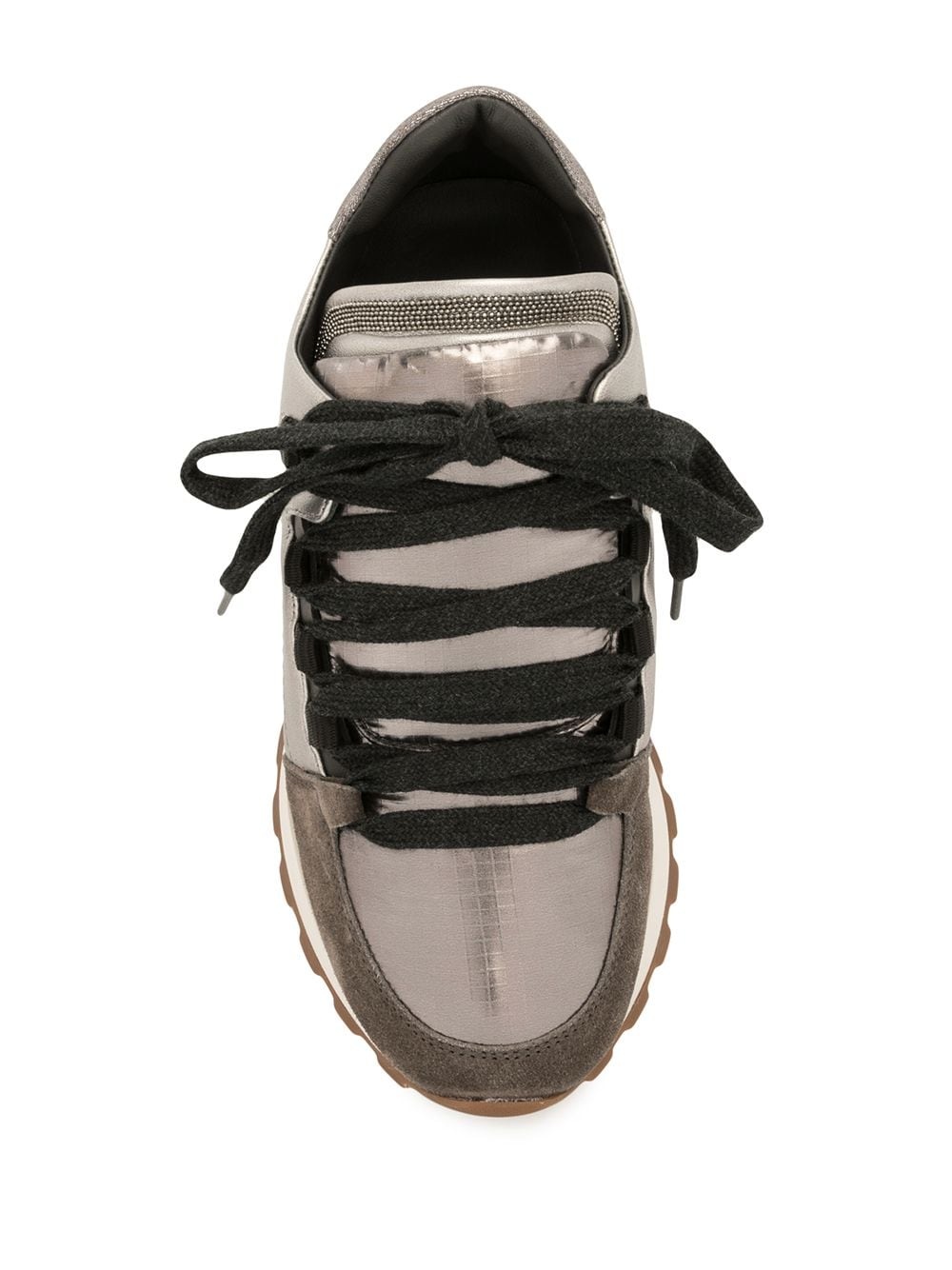 metallic panelled lace-up trainers - 4