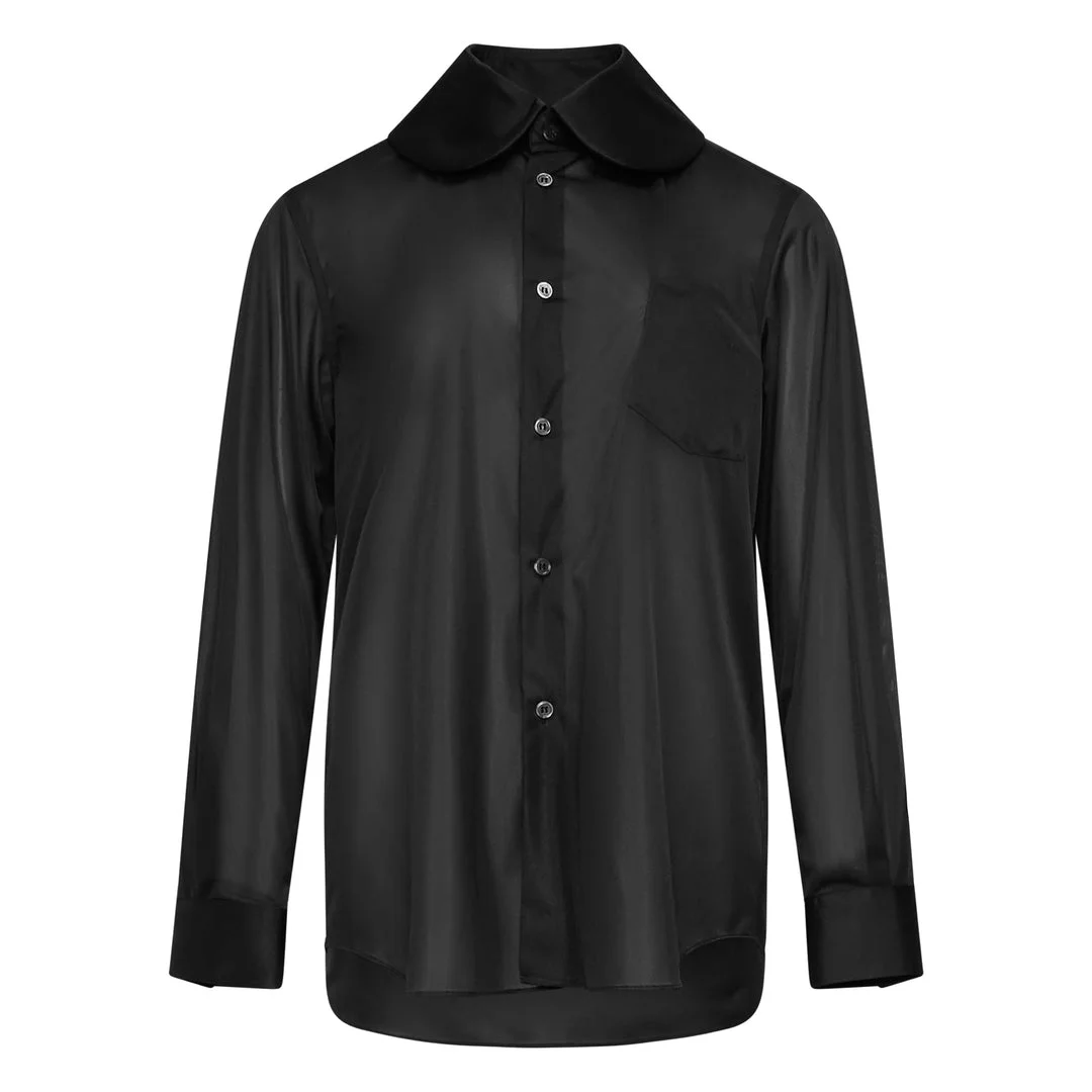 Sheer Peter Pan Collar Blouse - 1