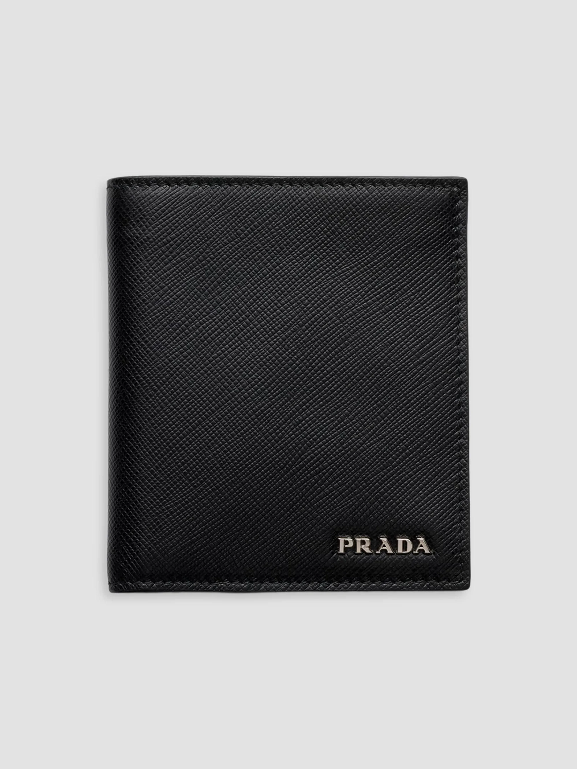 Men's Saffiano Leather Wallet - Black Green - 1