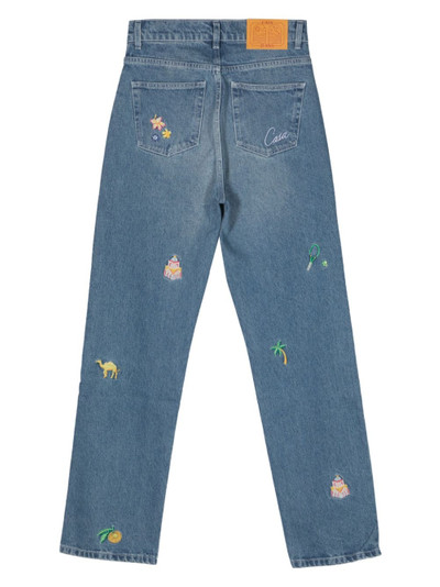 CASABLANCA embroidered-motif straight-leg jeans outlook