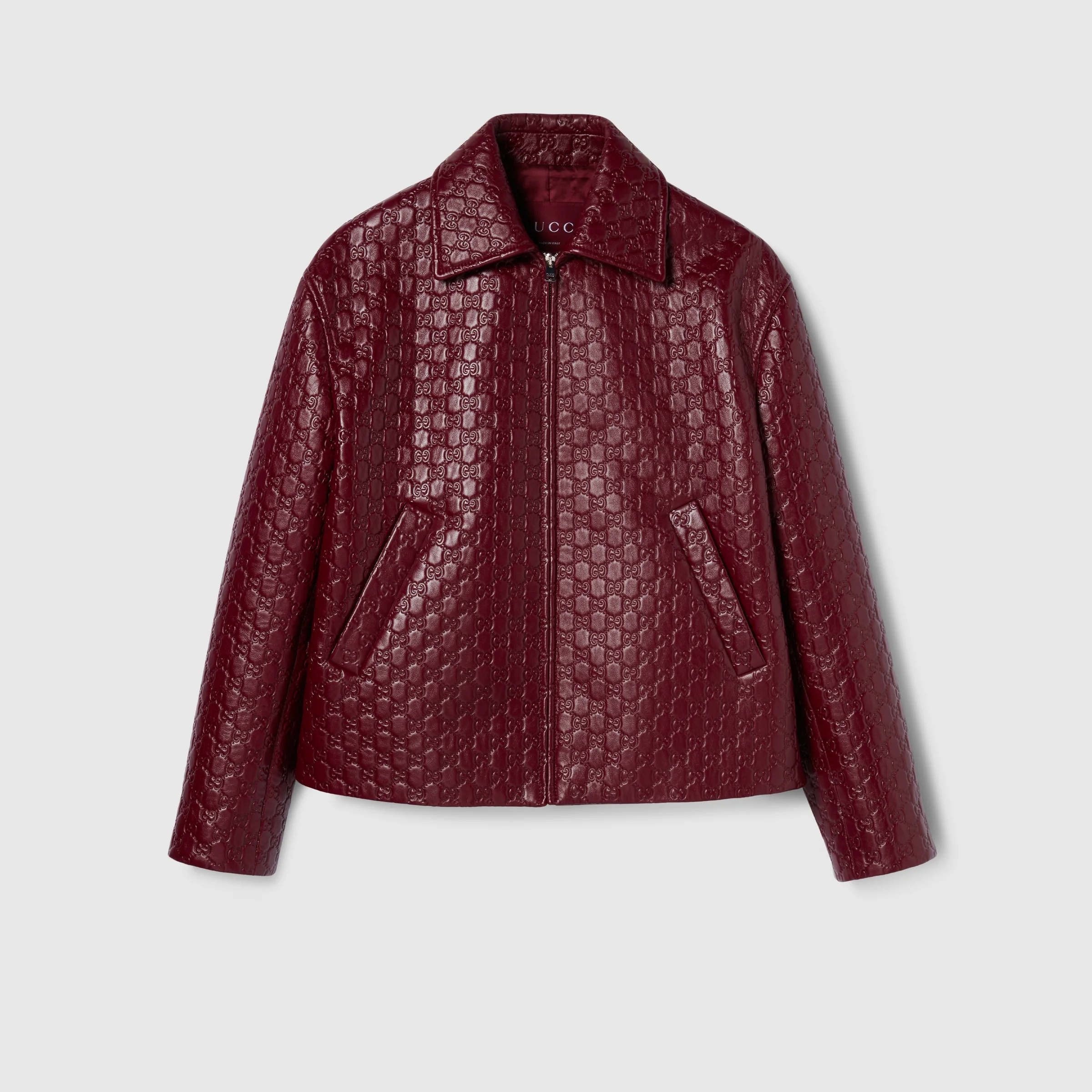 Oversize embossed GG leather jacket - 1