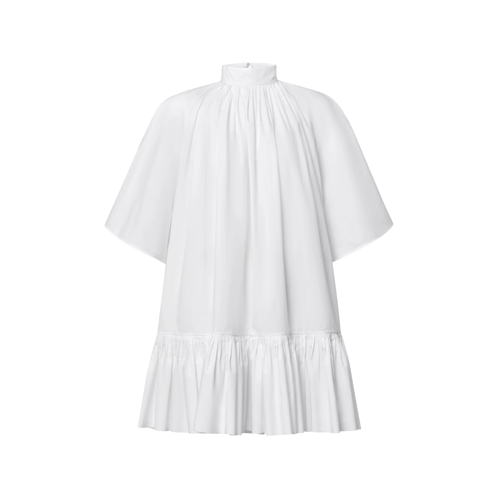 Pleat Detail Short-Sleeved Babydoll Dress - 1