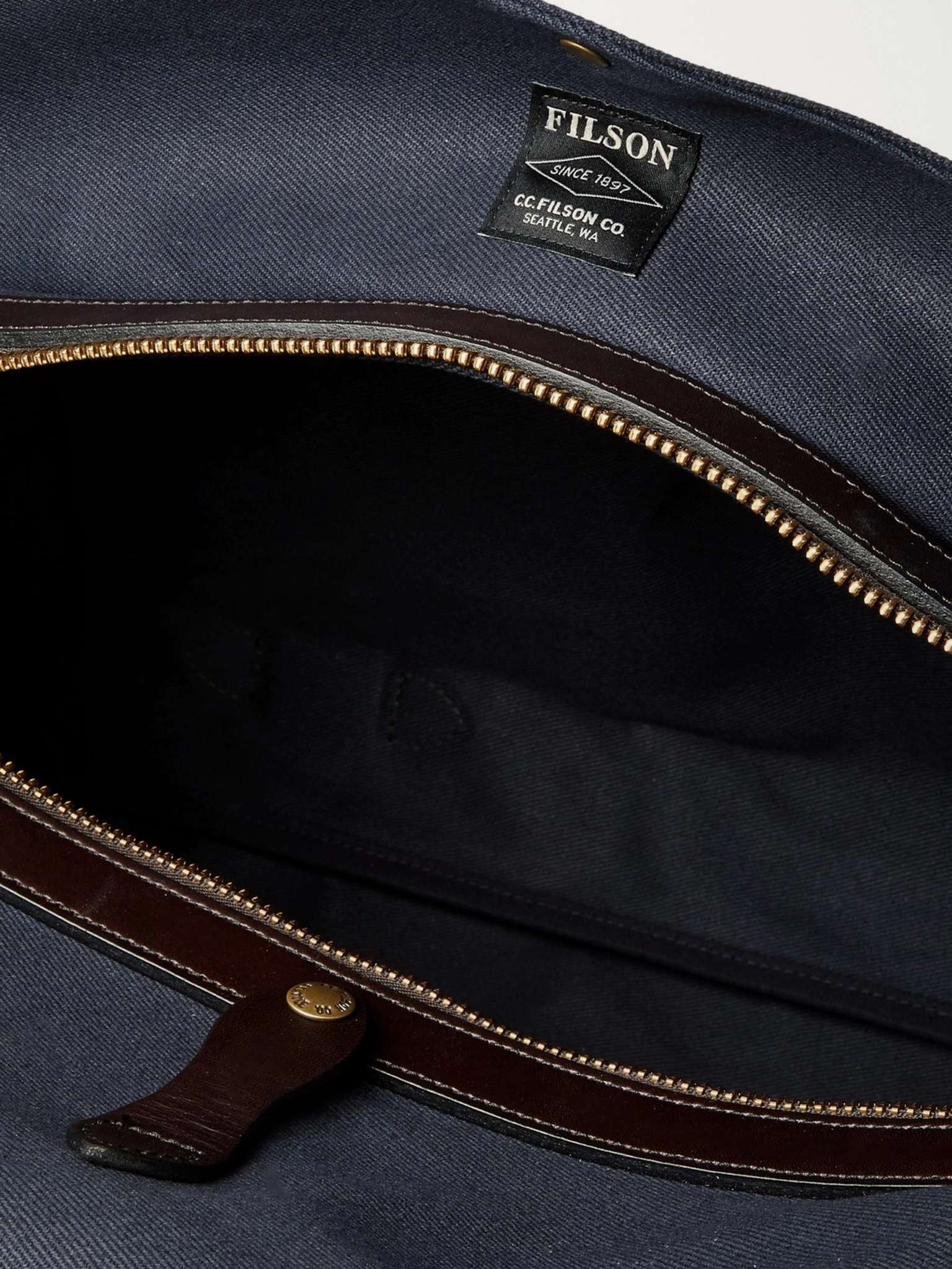 Leather-Trimmed Twill Duffle Bag - 3