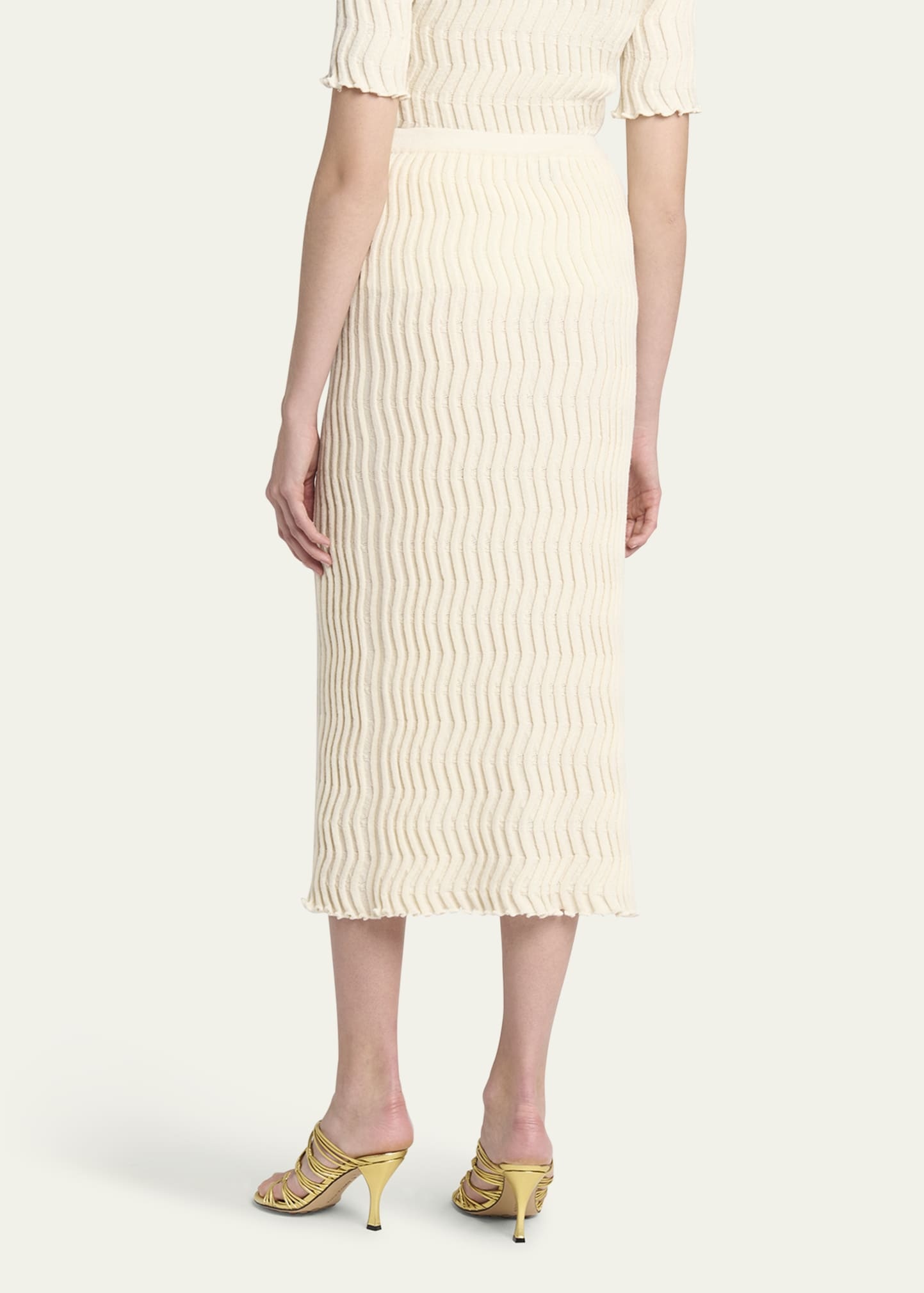 Zigzag Knit Slim Midi Skirt - 3