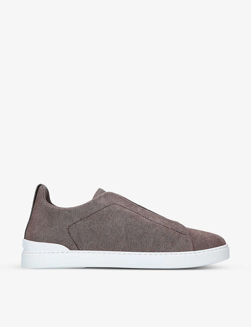 Triple stitch low-top cotton trainers 1