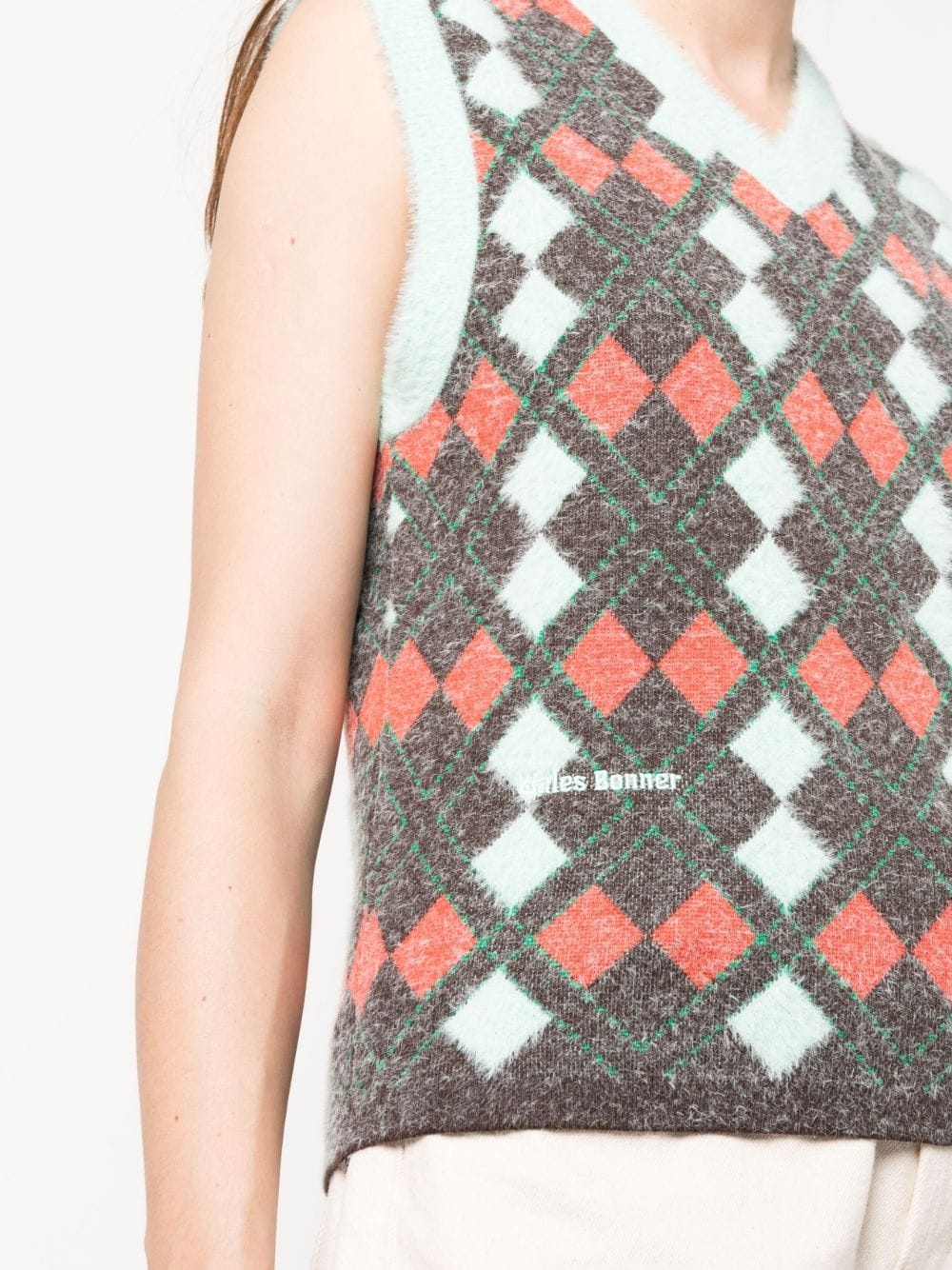 x Wales Bonner argyle knitted vest - 5
