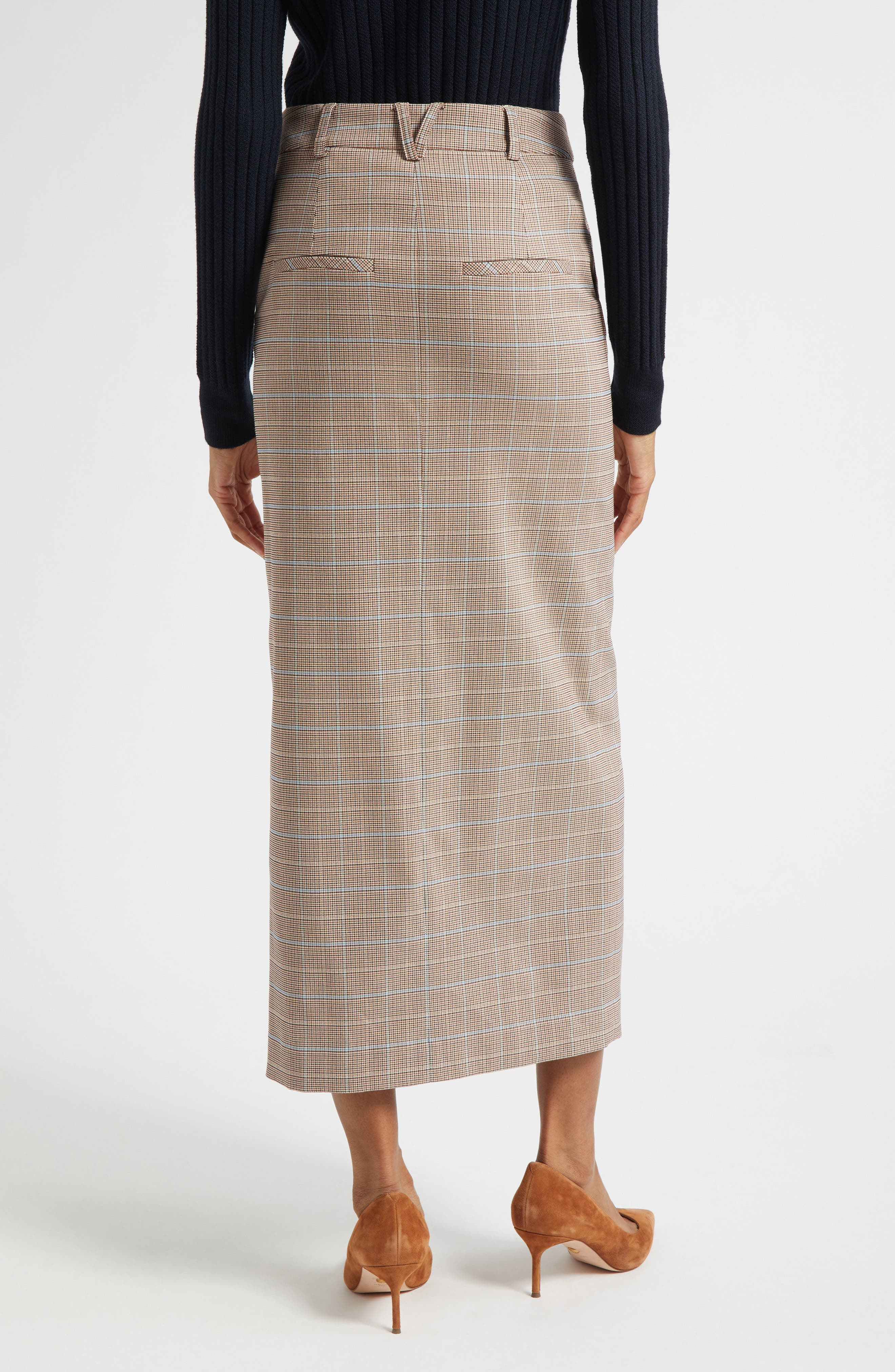 Veronica Beard Maxine Plaid Midi Skirt in Hazelnut Multi at Nordstrom - 3
