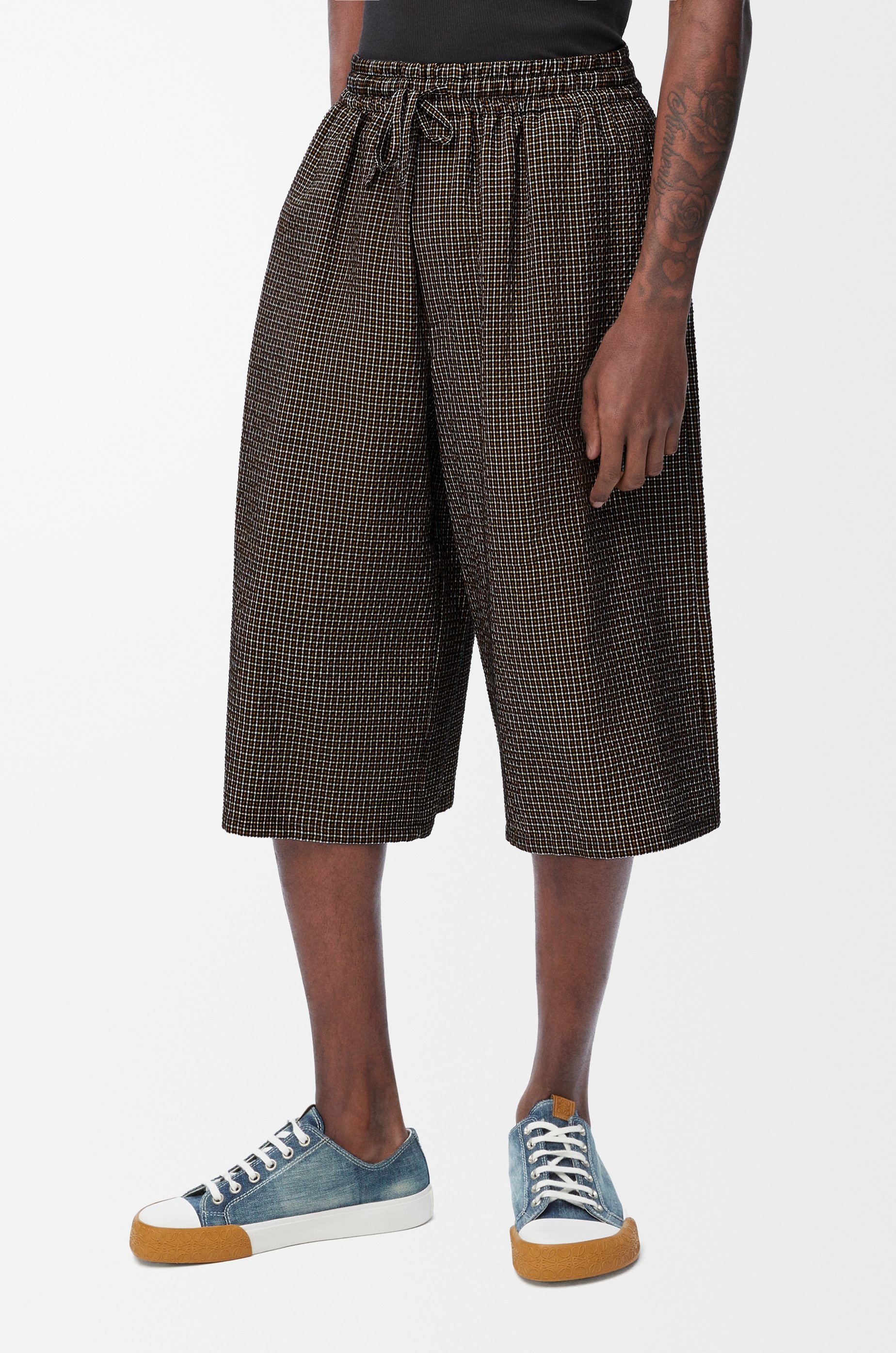 Drawstring shorts in cotton and linen blend - 3