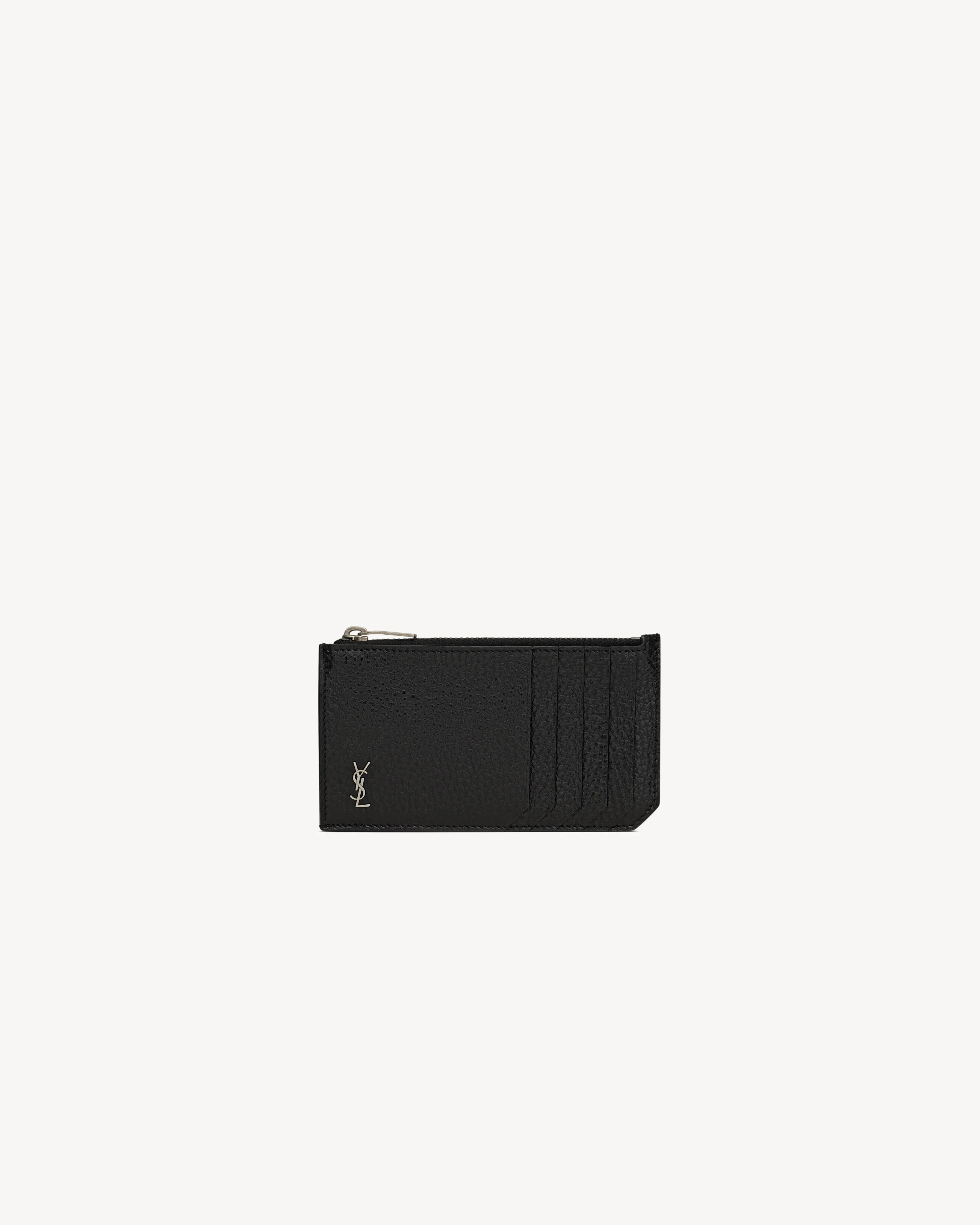 TINY CASSANDRE FRAGMENTS ZIPPED CARD CASE IN GRAINED LEATHER - 1