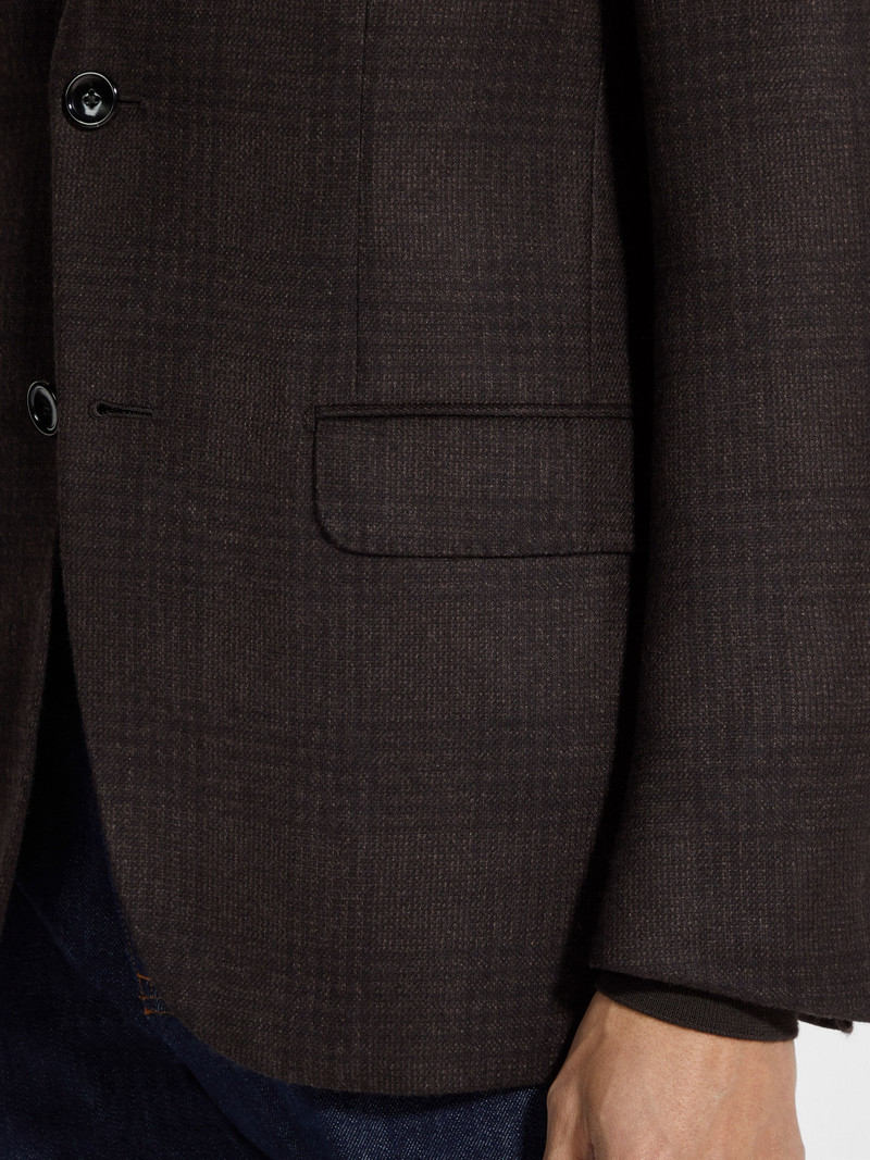 DARK BROWN AND BROWN SILK AND CASHMERE JACKET 3