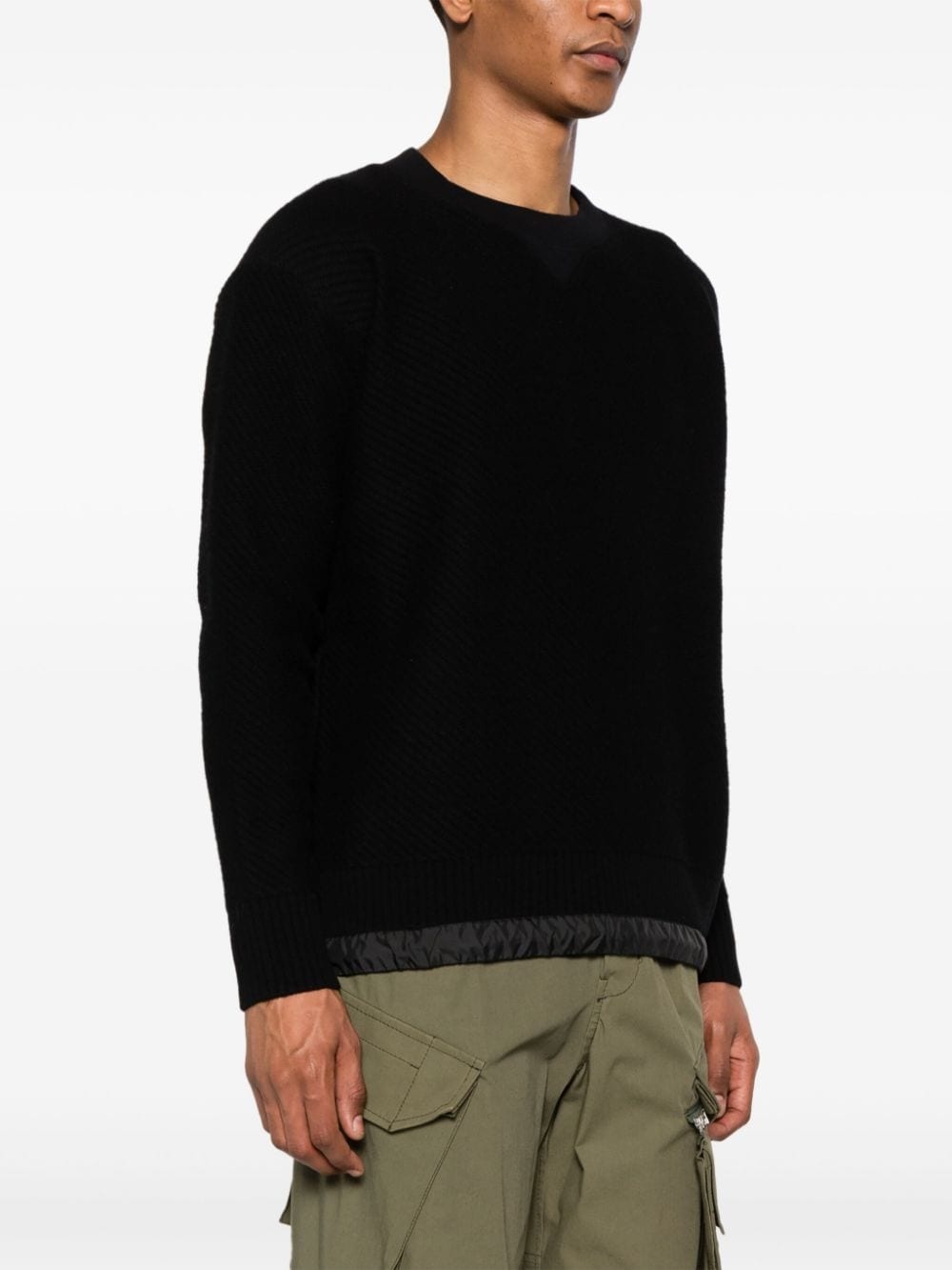 drawstring-hem ribbed-knit jumper - 3