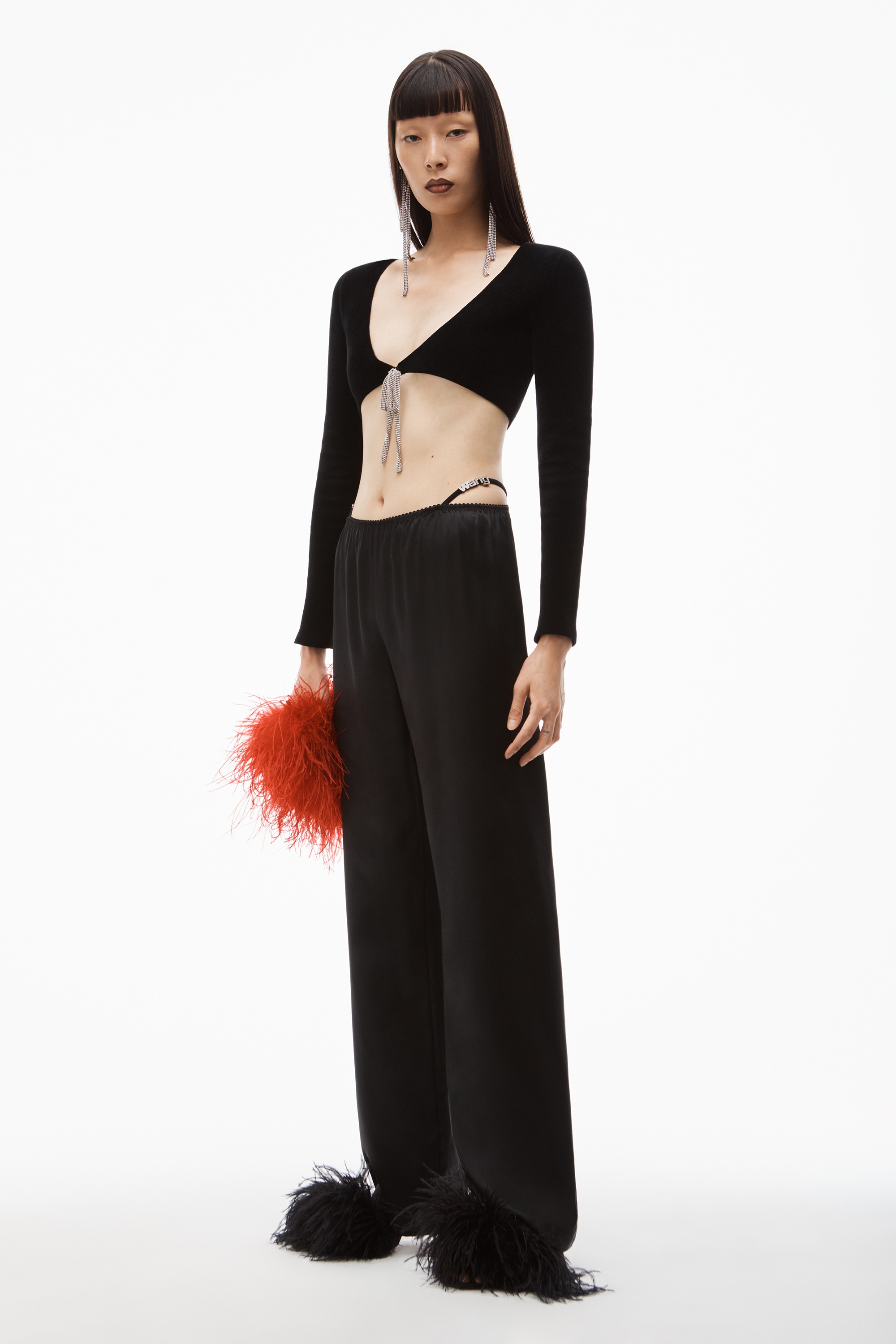 CRYSTAL THONG PANT IN SILK CHARMEUSE - 2
