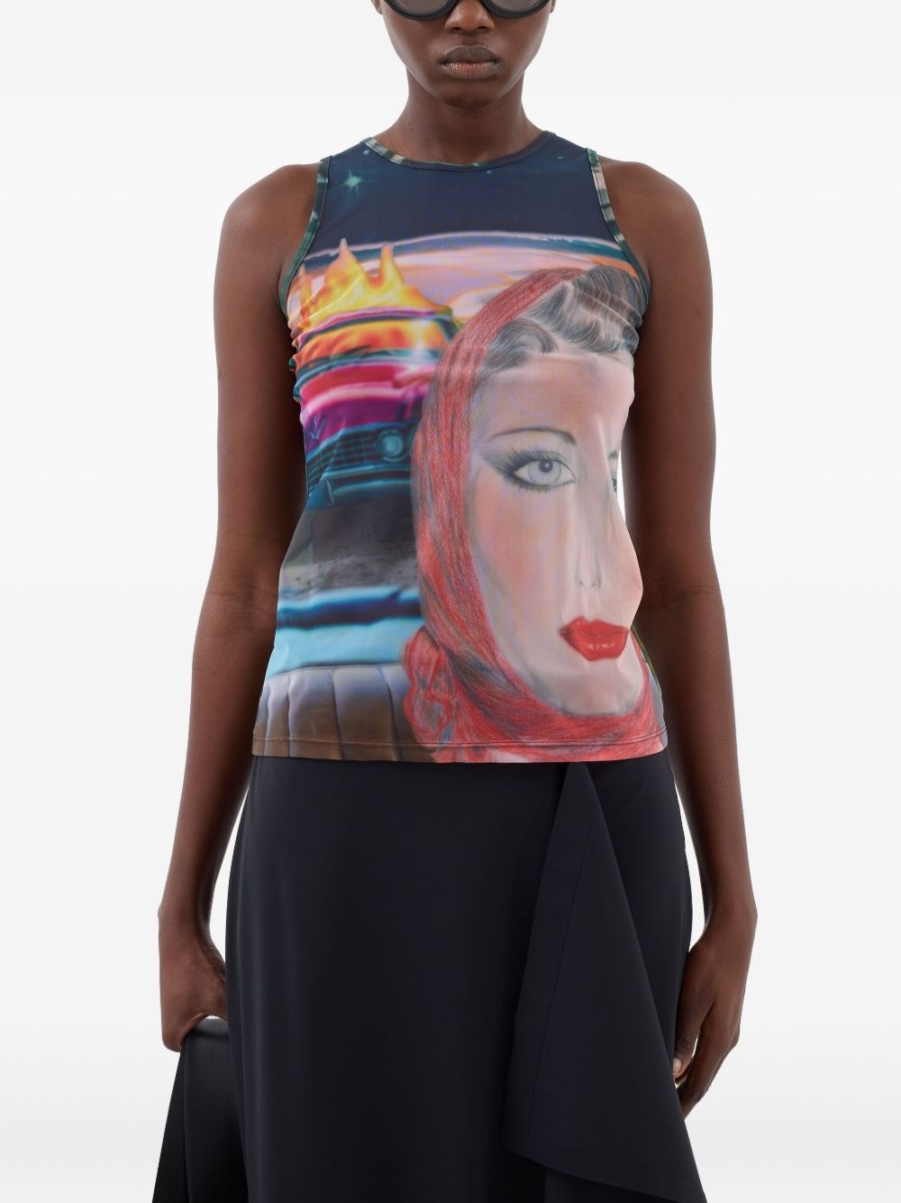 Annemarie-print sheer top - 2