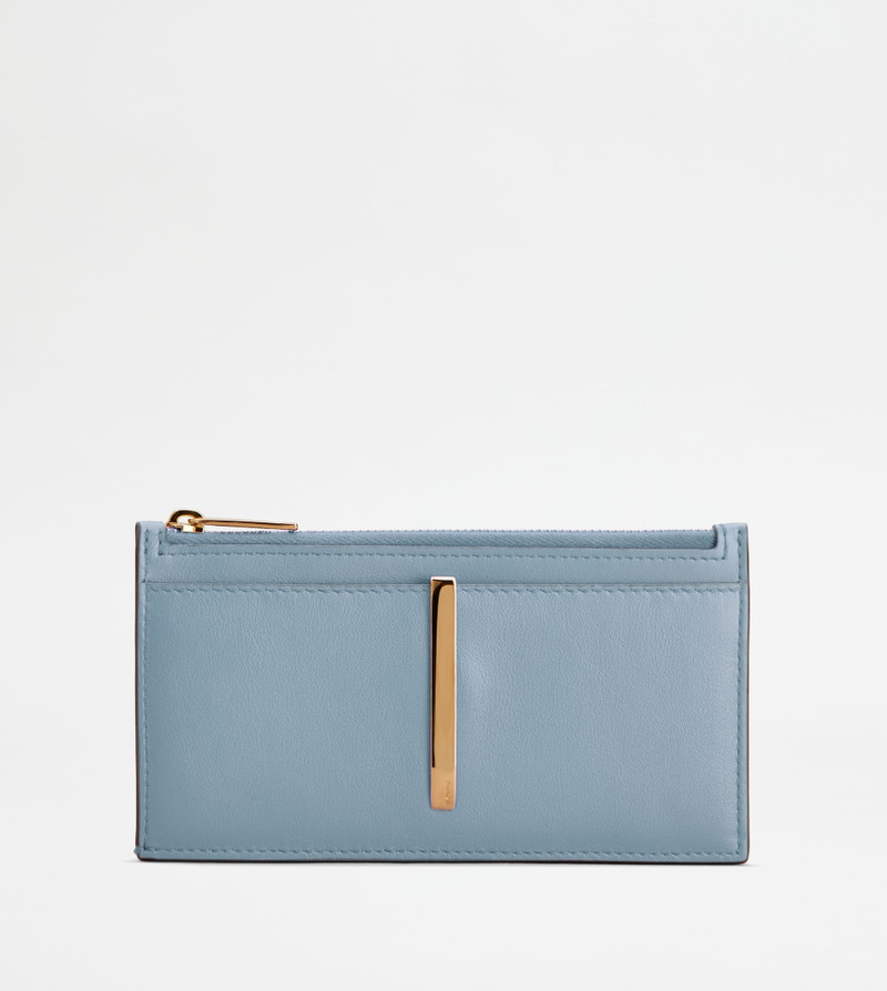 CARD HOLDER IN LEATHER - LIGHT BLUE 1