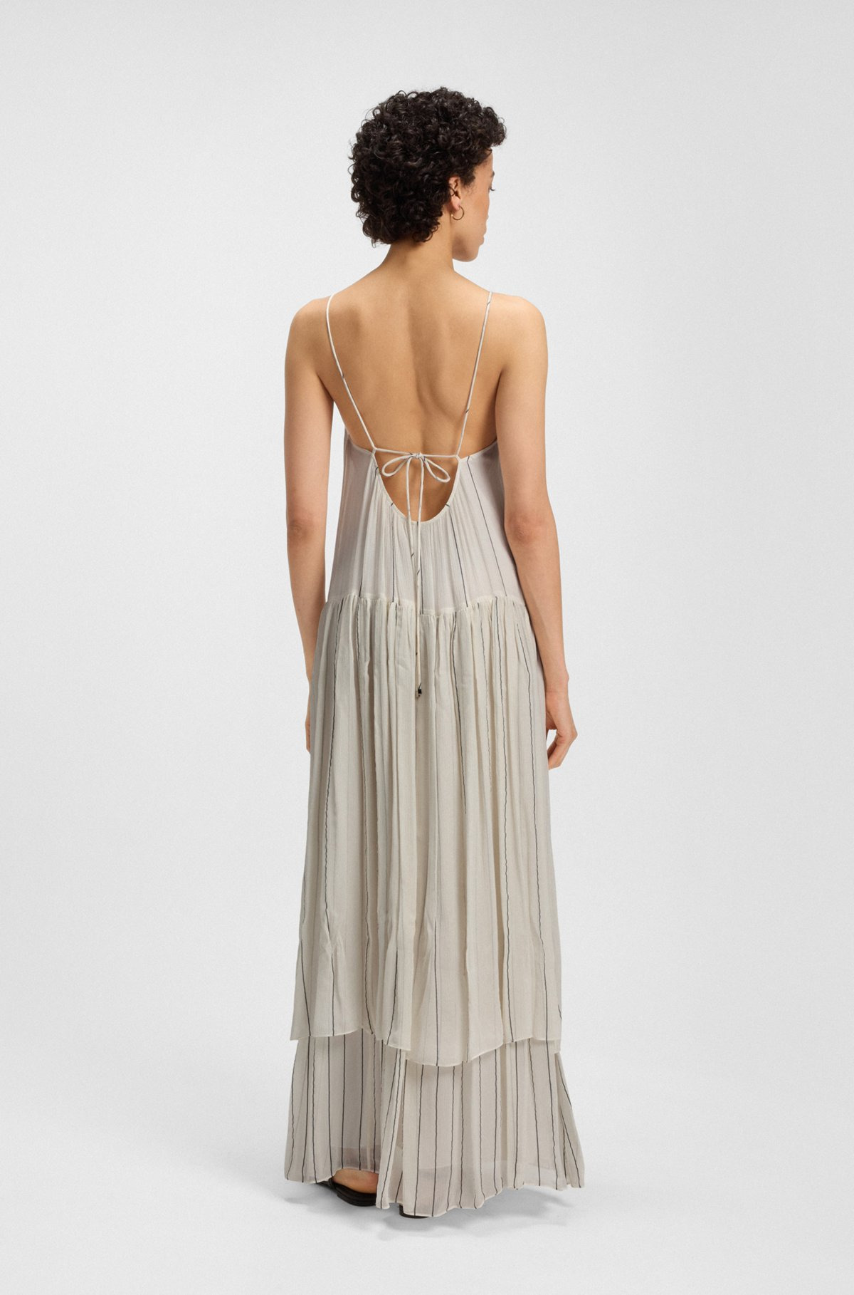 TIERED STRIPED DRESS WITH SILK - 4
