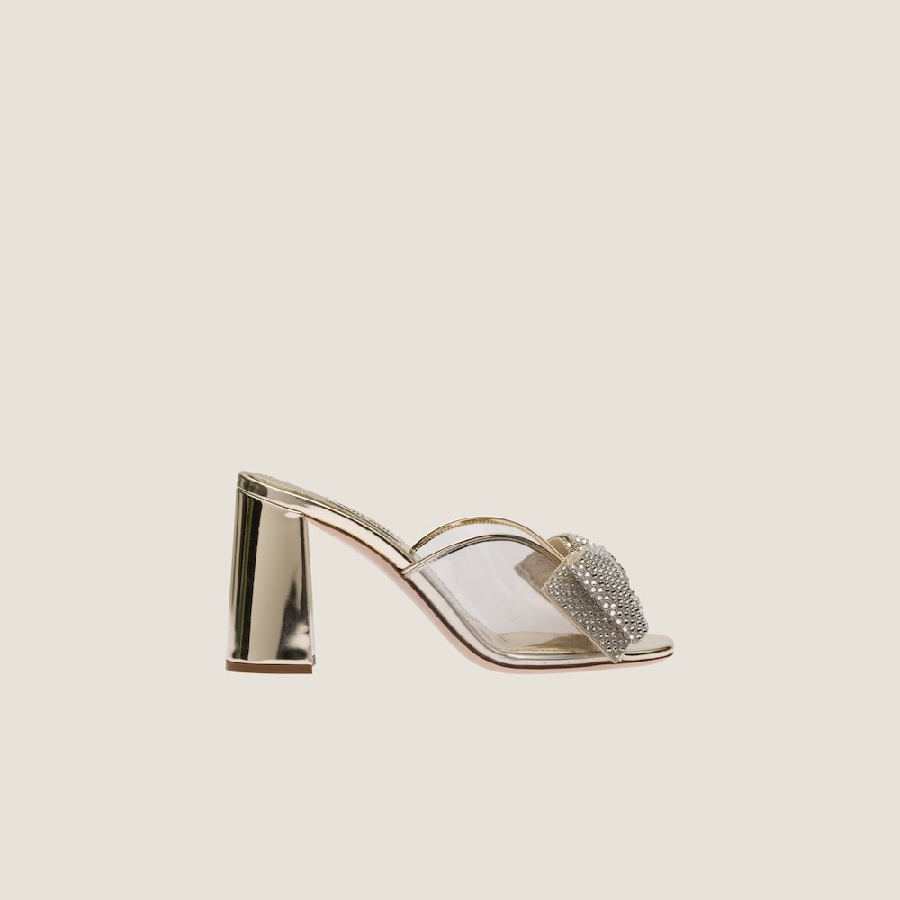 Vinyl and metallic leather sandals with crystals - 2