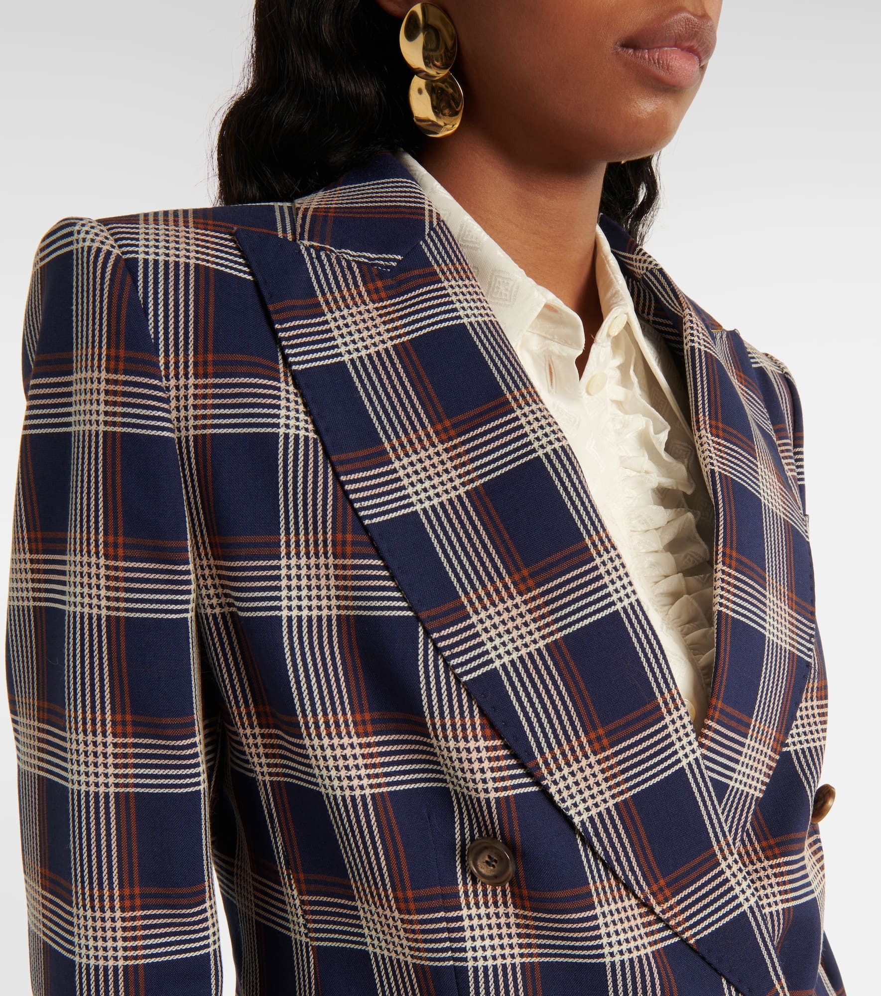 Checked wool blazer - 5