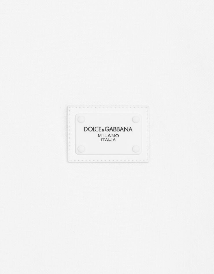 Cotton piqué polo-shirt with branded plate - 5